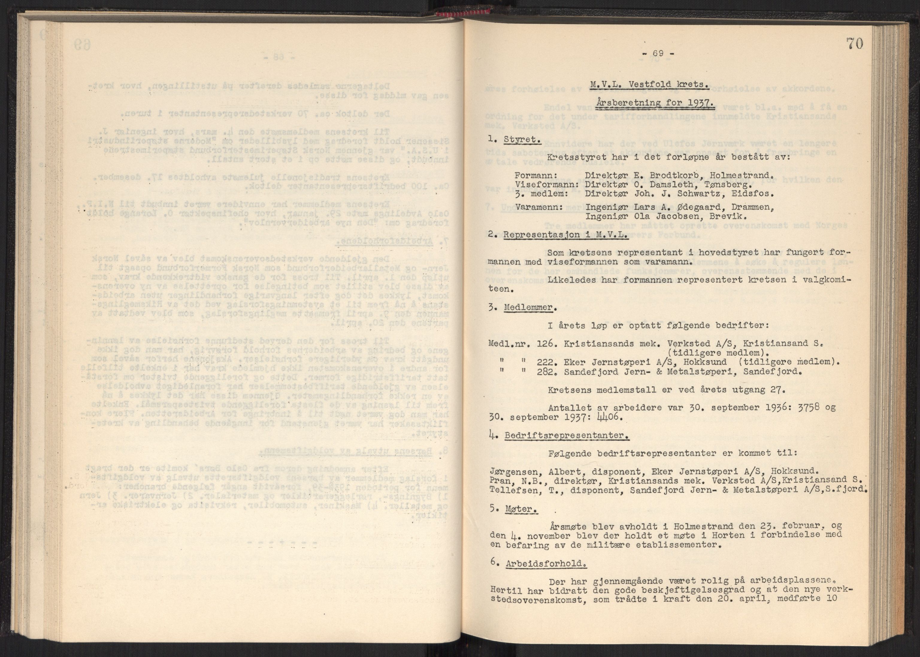 Teknologibedriftenes Landsforening TBL, RA/PA-1700/A/Ad/L0006: Årsberetning med register, 1937-1943, s. 70