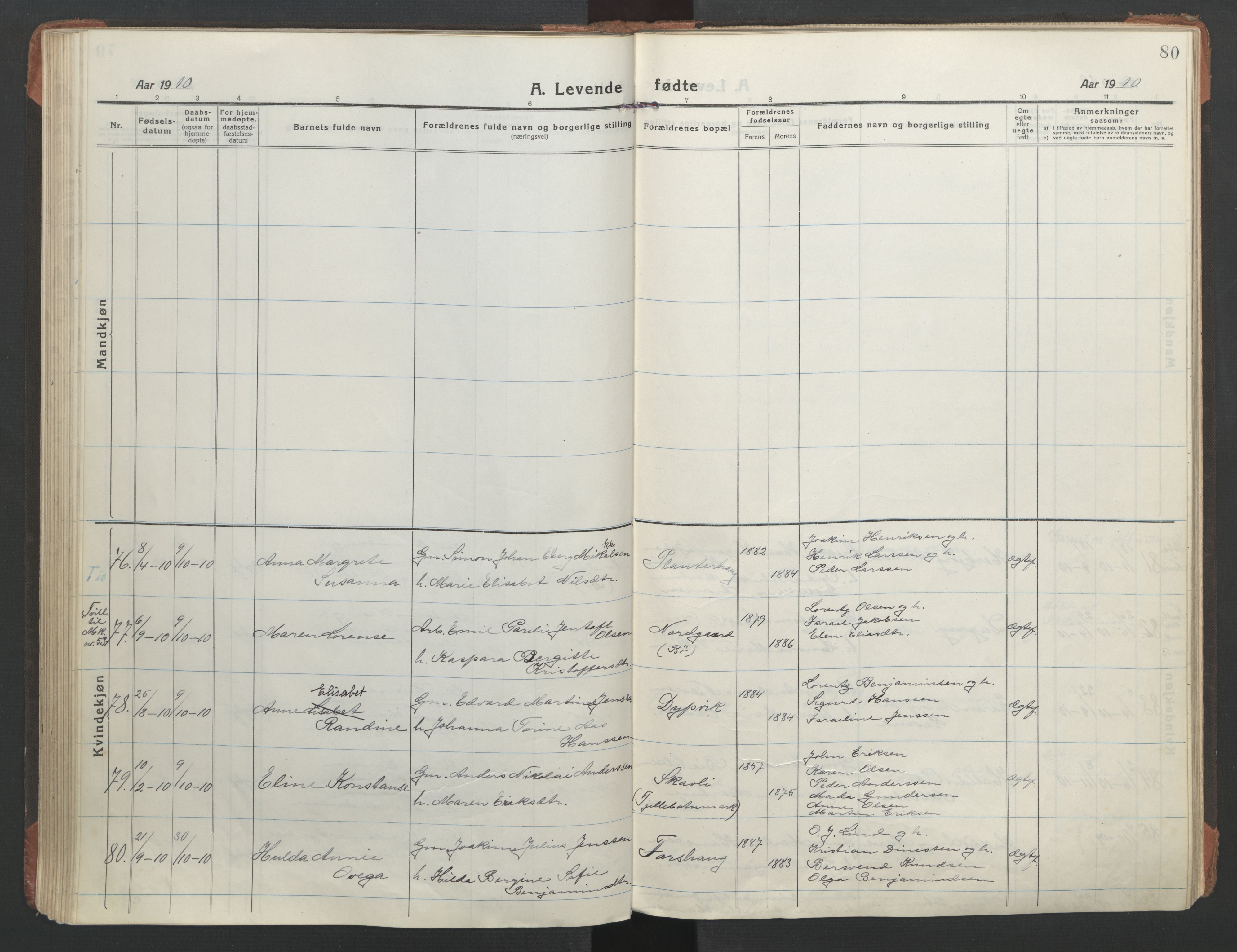 Ministerialprotokoller, klokkerbøker og fødselsregistre - Nordland, AV/SAT-A-1459/863/L0900: Ministerialbok nr. 863A12, 1906-1915, s. 80