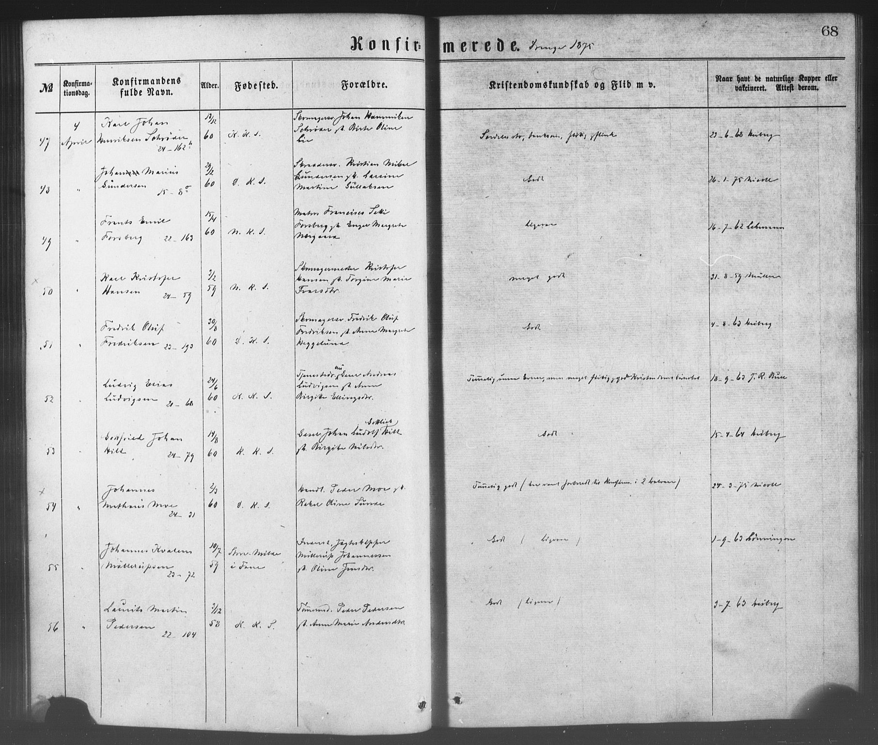 Korskirken sokneprestembete, AV/SAB-A-76101/H/Haa/L0028: Ministerialbok nr. C 4, 1868-1879, s. 68