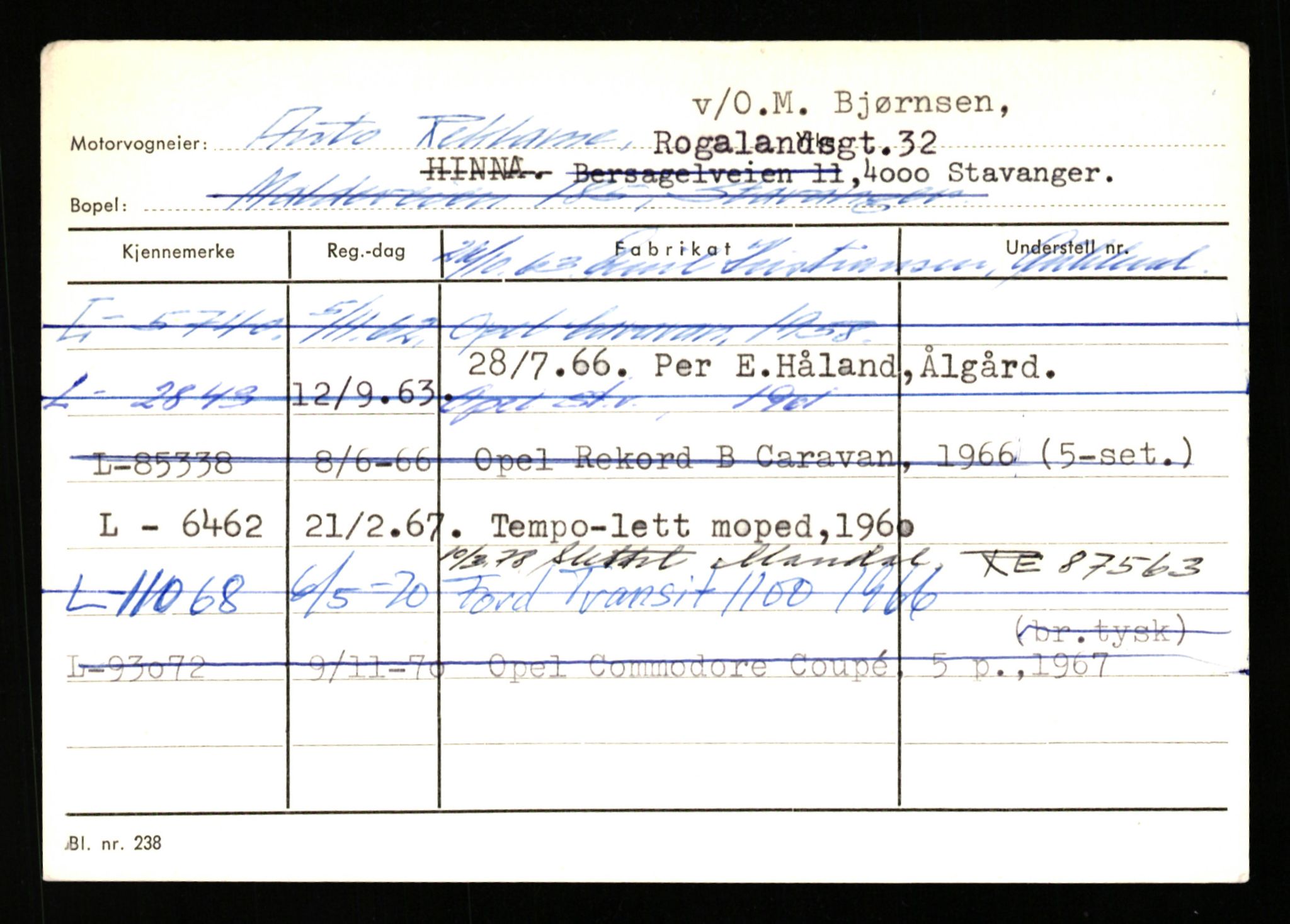 Stavanger trafikkstasjon, SAST/A-101942/0/H/L0002: Askildsen - Berge, 1930-1971, s. 1043