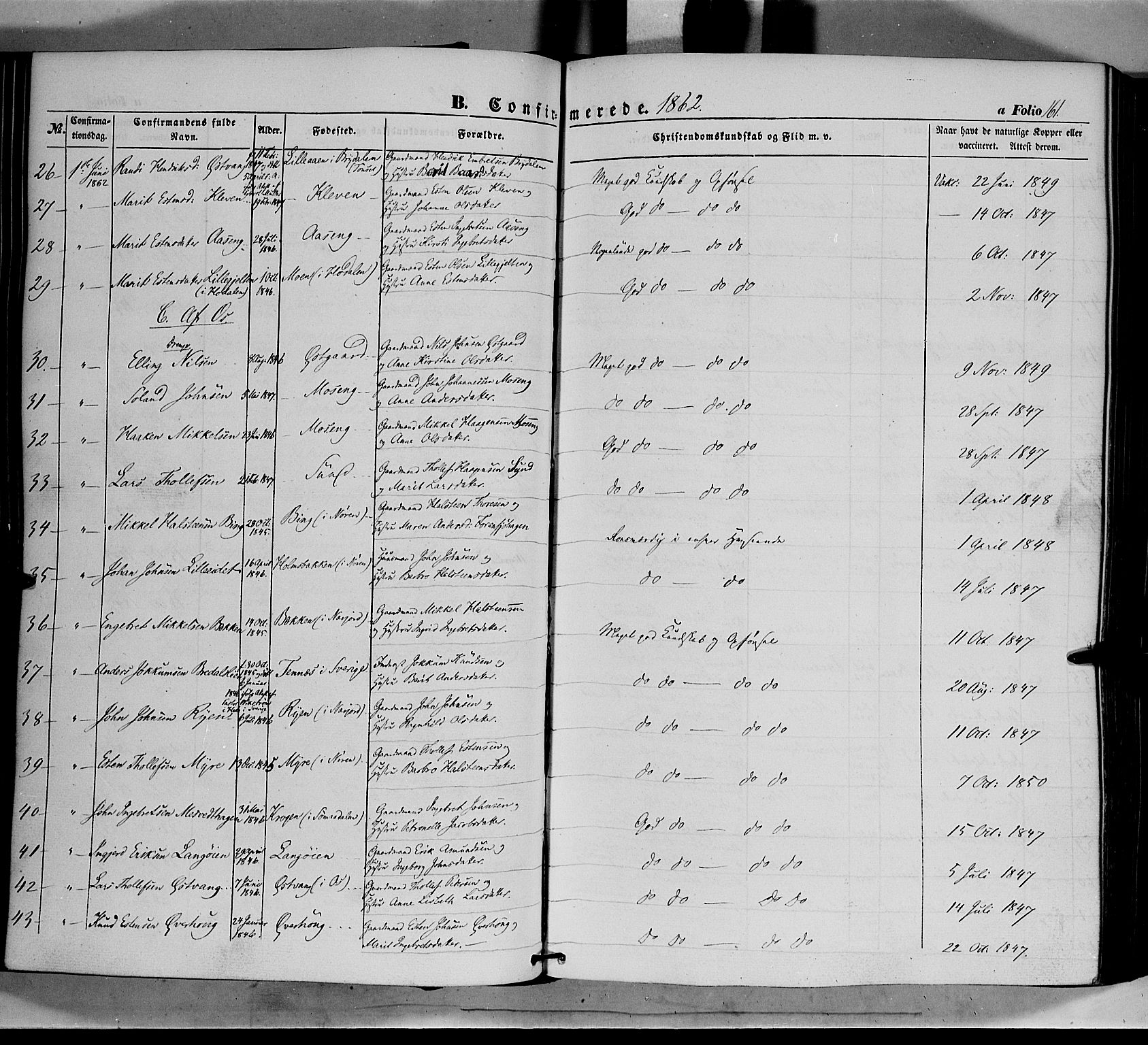 Tolga prestekontor, AV/SAH-PREST-062/K/L0006: Ministerialbok nr. 6, 1852-1876, s. 161