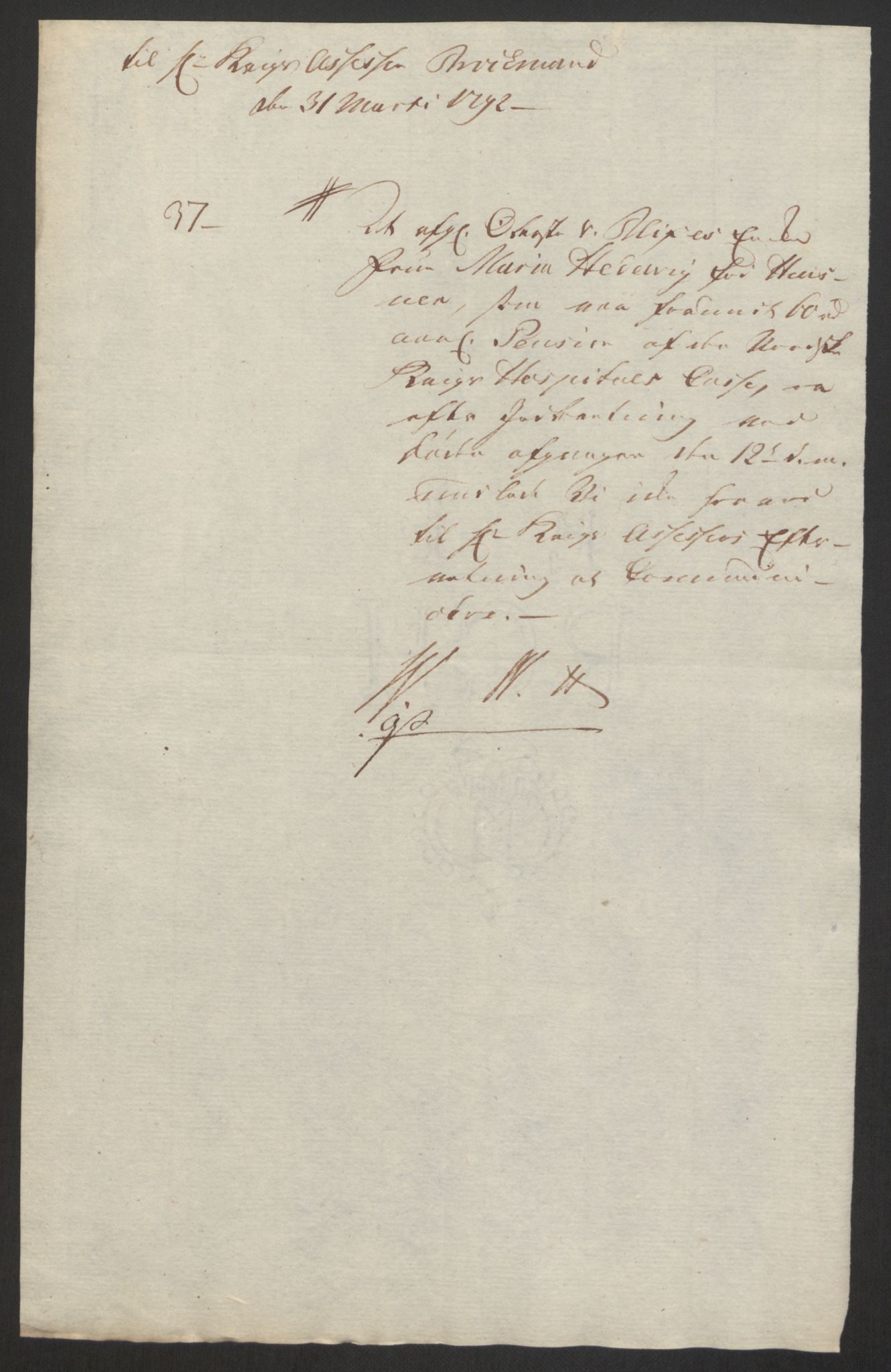 Forsvaret, Den norske kvesthuskasse/krigshospitalkasse, AV/RA-RAFA-1887/F/Fa/L0008: Konsepter, 1790-1793, s. 790