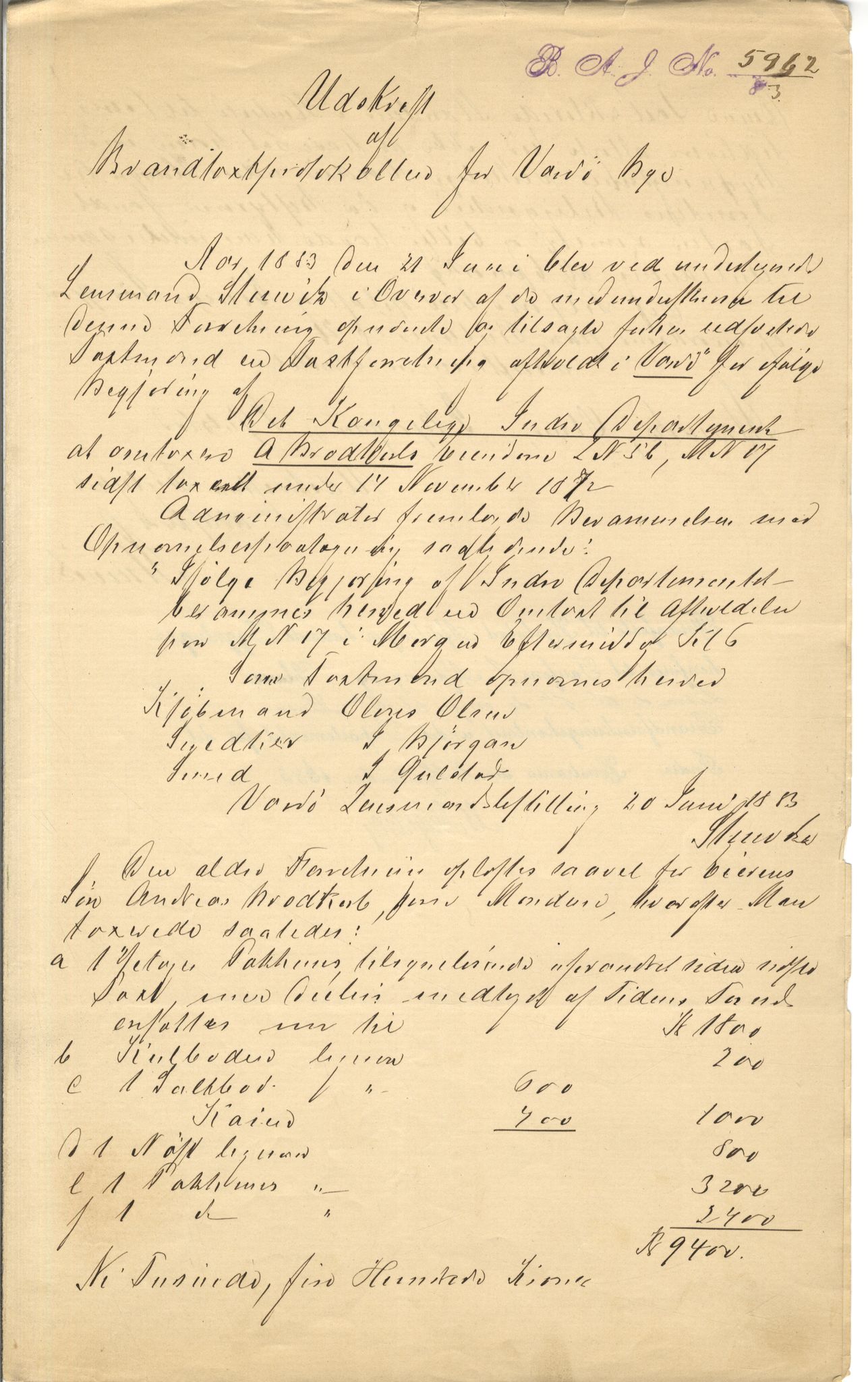 Brodtkorb handel A/S, VAMU/A-0001/Q/Qb/L0001: Skjøter og grunnbrev i Vardø by, 1822-1943, s. 230