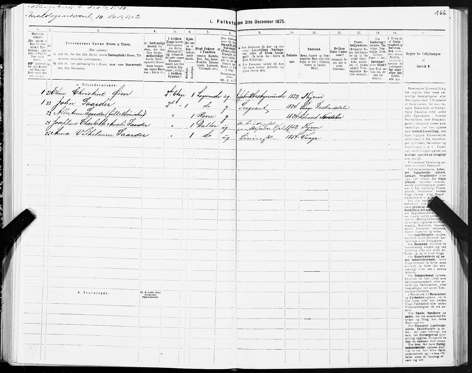 SAT, Folketelling 1875 for 1601 Trondheim kjøpstad, 1875, s. 2166