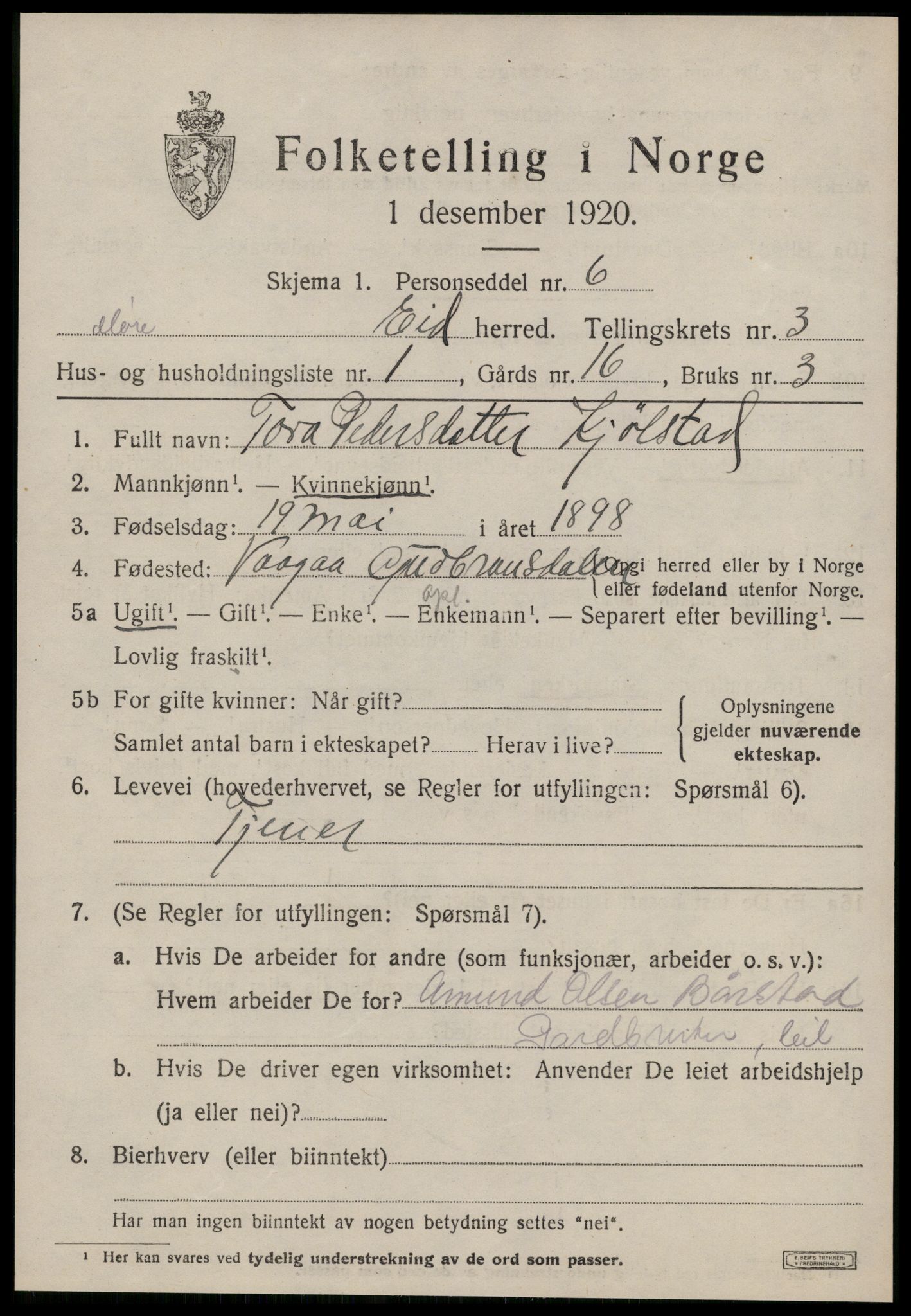 SAT, Folketelling 1920 for 1538 Eid herred, 1920, s. 733