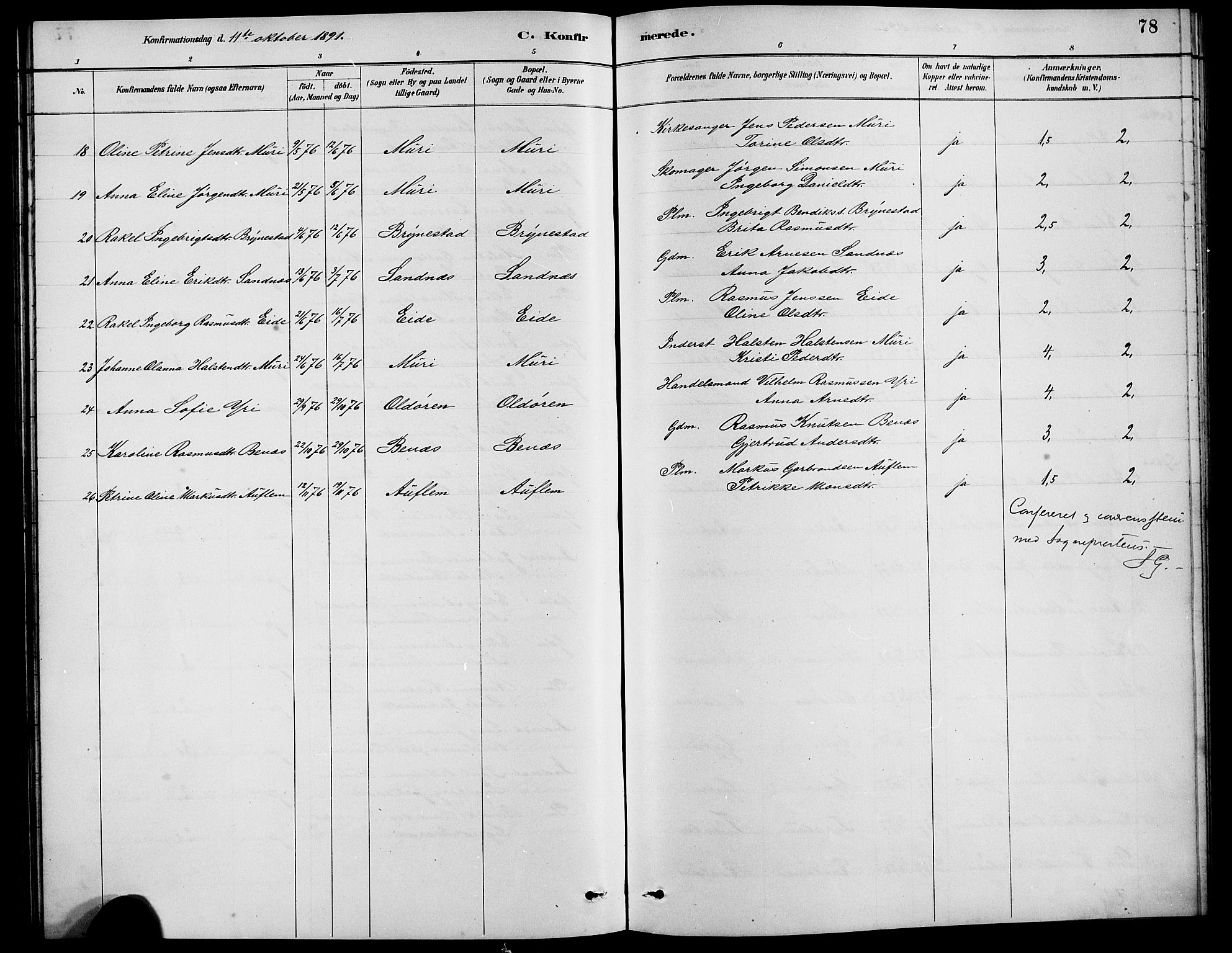 Innvik sokneprestembete, AV/SAB-A-80501: Klokkerbok nr. B 3, 1886-1897, s. 78