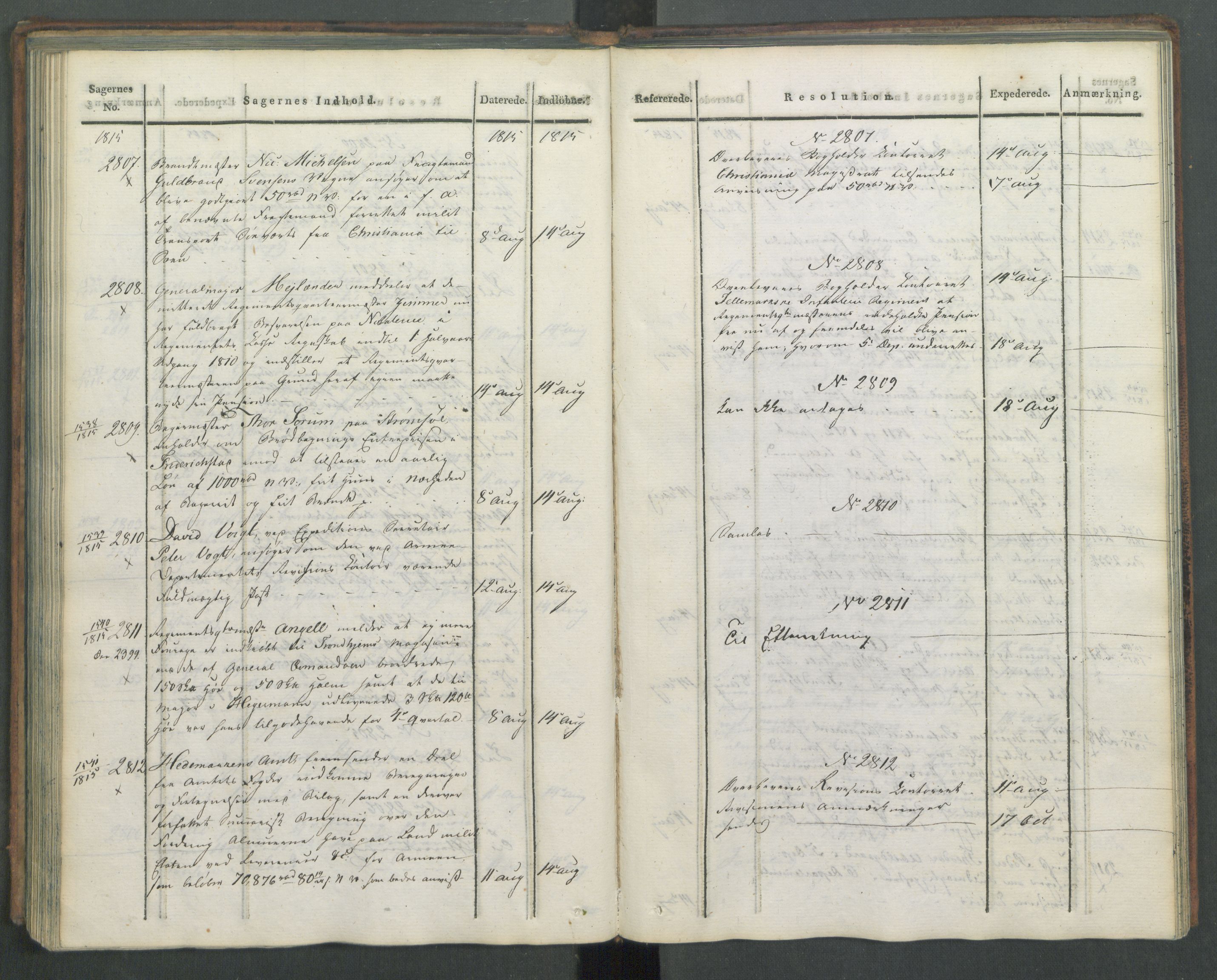 Armédepartementet, AV/RA-RAFA-3493/C/Ca/L0005: 6. Departements Journal, 1815