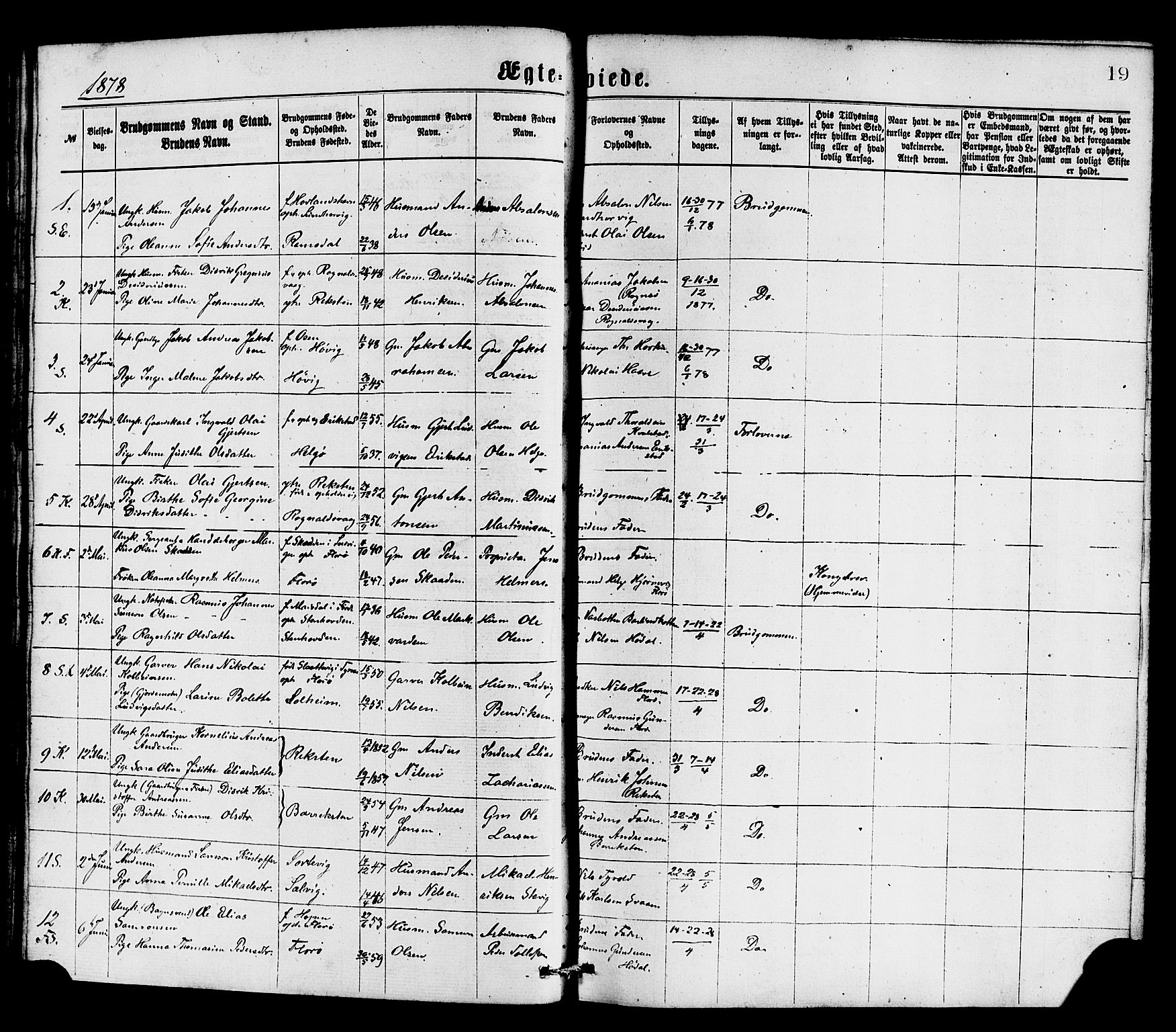 Kinn sokneprestembete, AV/SAB-A-80801/H/Haa/Haaa/L0013: Ministerialbok nr. A 13, 1870-1885, s. 19