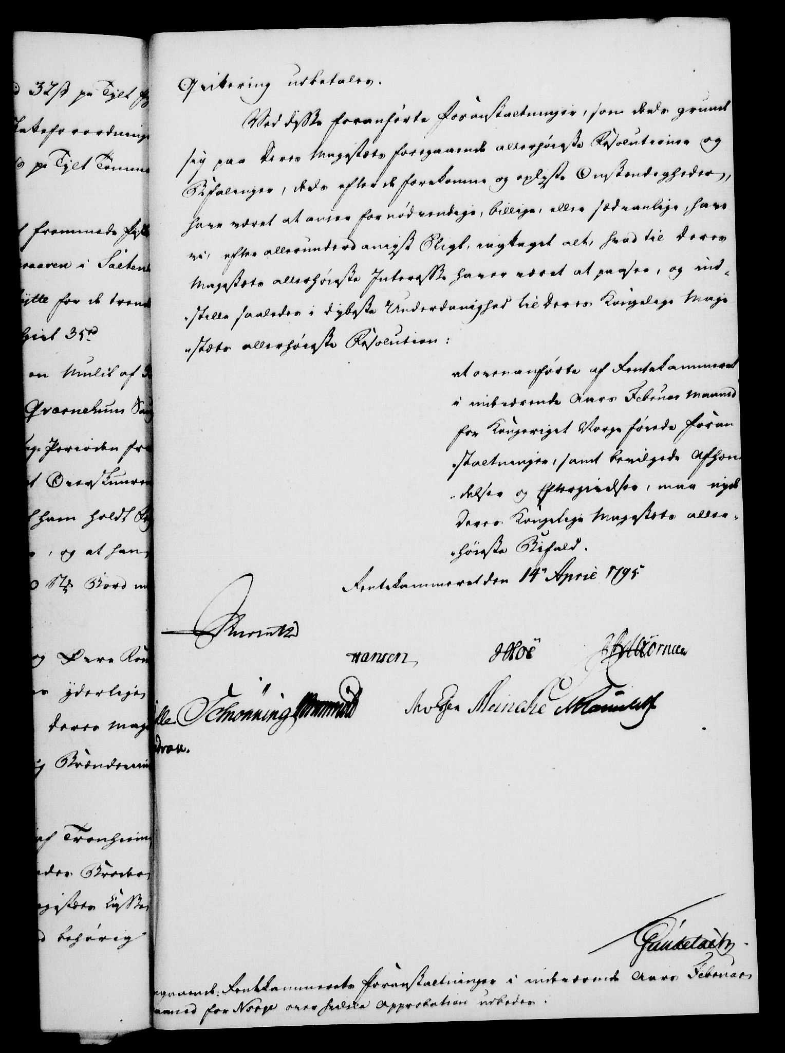 Rentekammeret, Kammerkanselliet, RA/EA-3111/G/Gf/Gfa/L0077: Norsk relasjons- og resolusjonsprotokoll (merket RK 52.77), 1795, s. 200