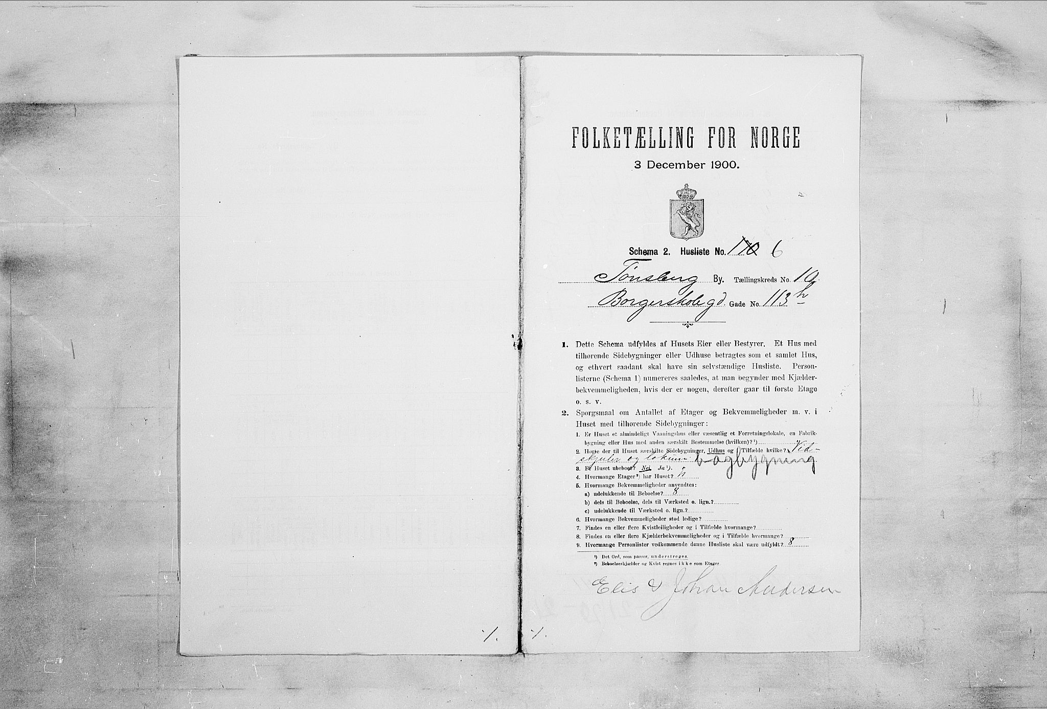 RA, Folketelling 1900 for 0705 Tønsberg kjøpstad, 1900, s. 1384