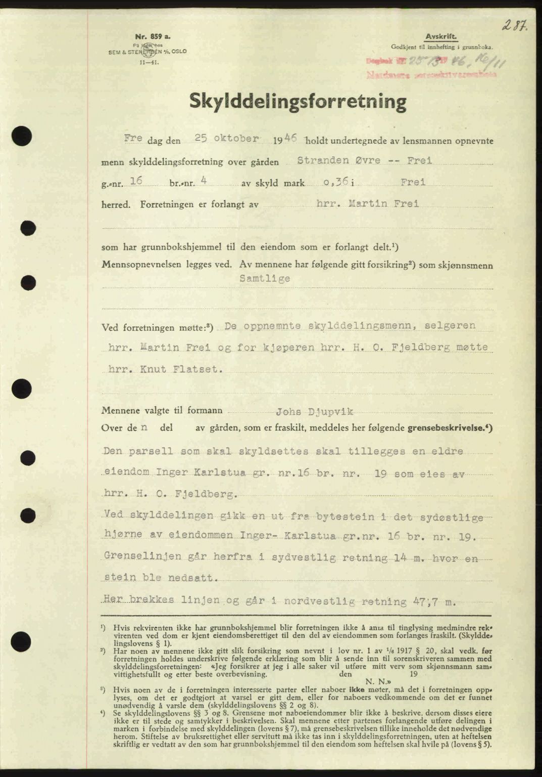 Nordmøre sorenskriveri, SAT/A-4132/1/2/2Ca: Pantebok nr. A103, 1946-1947, Dagboknr: 2373/1946