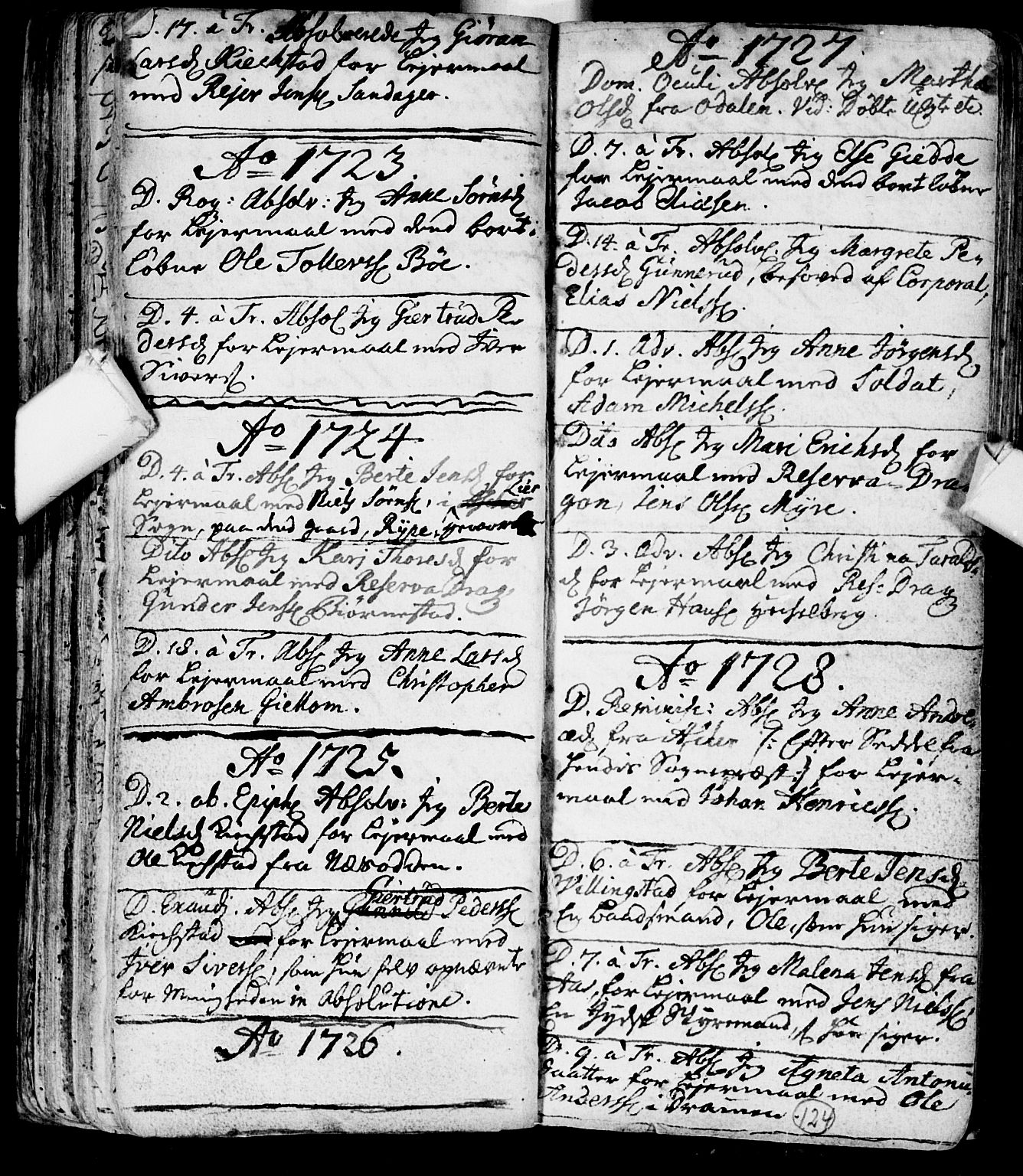 Røyken kirkebøker, SAKO/A-241/F/Fa/L0001: Ministerialbok nr. 1, 1701-1730, s. 124