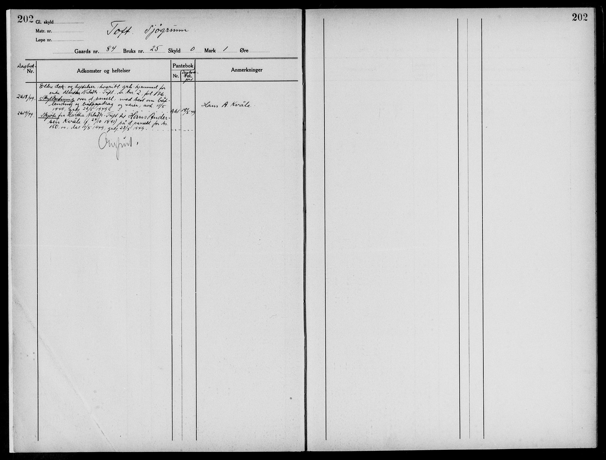 Midhordland sorenskriveri, SAB/A-3001/1/G/Ga/Gab/L0008b: Panteregister nr. II.A.b.8b, s. 202