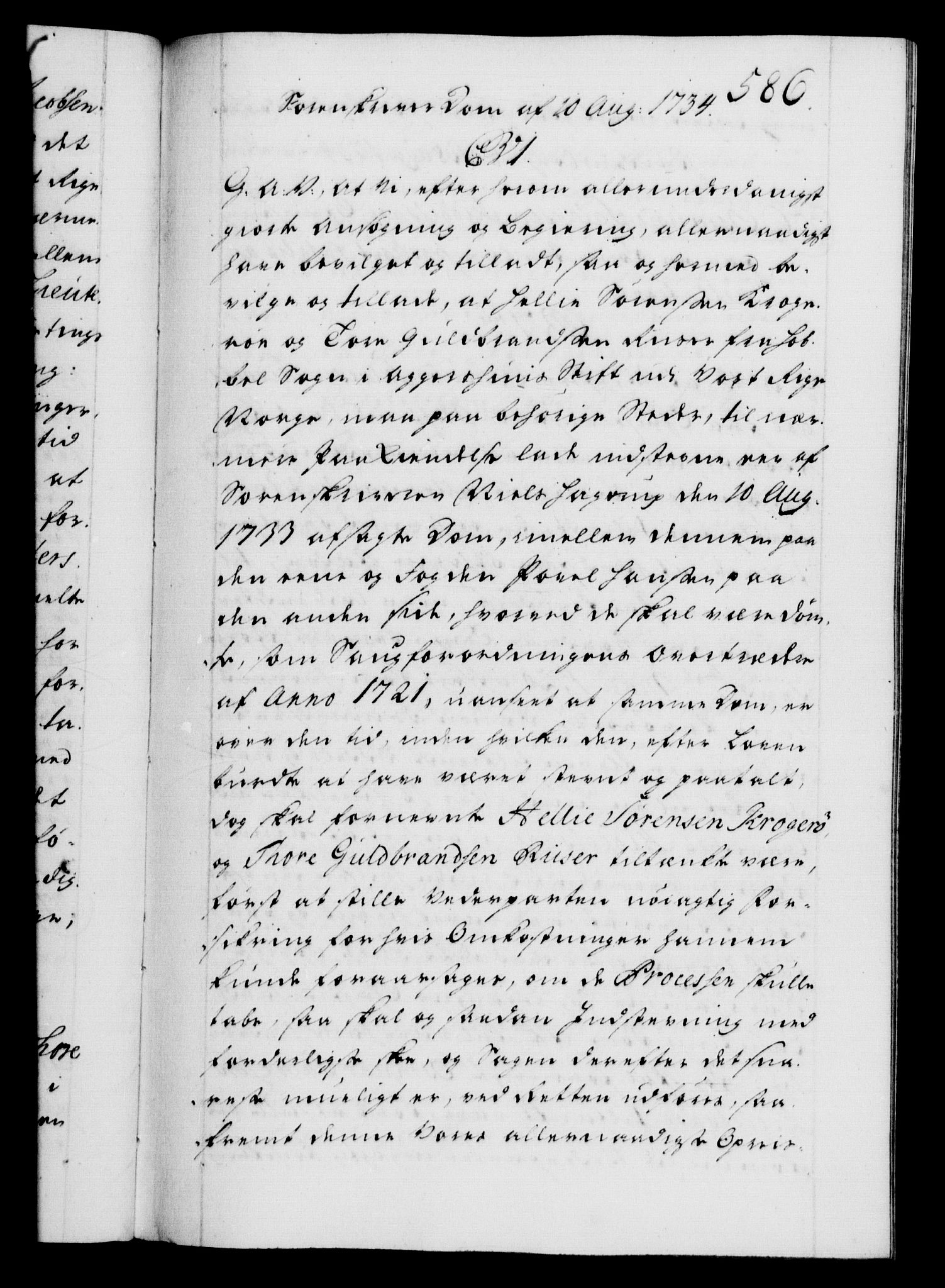 Danske Kanselli 1572-1799, AV/RA-EA-3023/F/Fc/Fca/Fcaa/L0028: Norske registre, 1733-1734, s. 586a