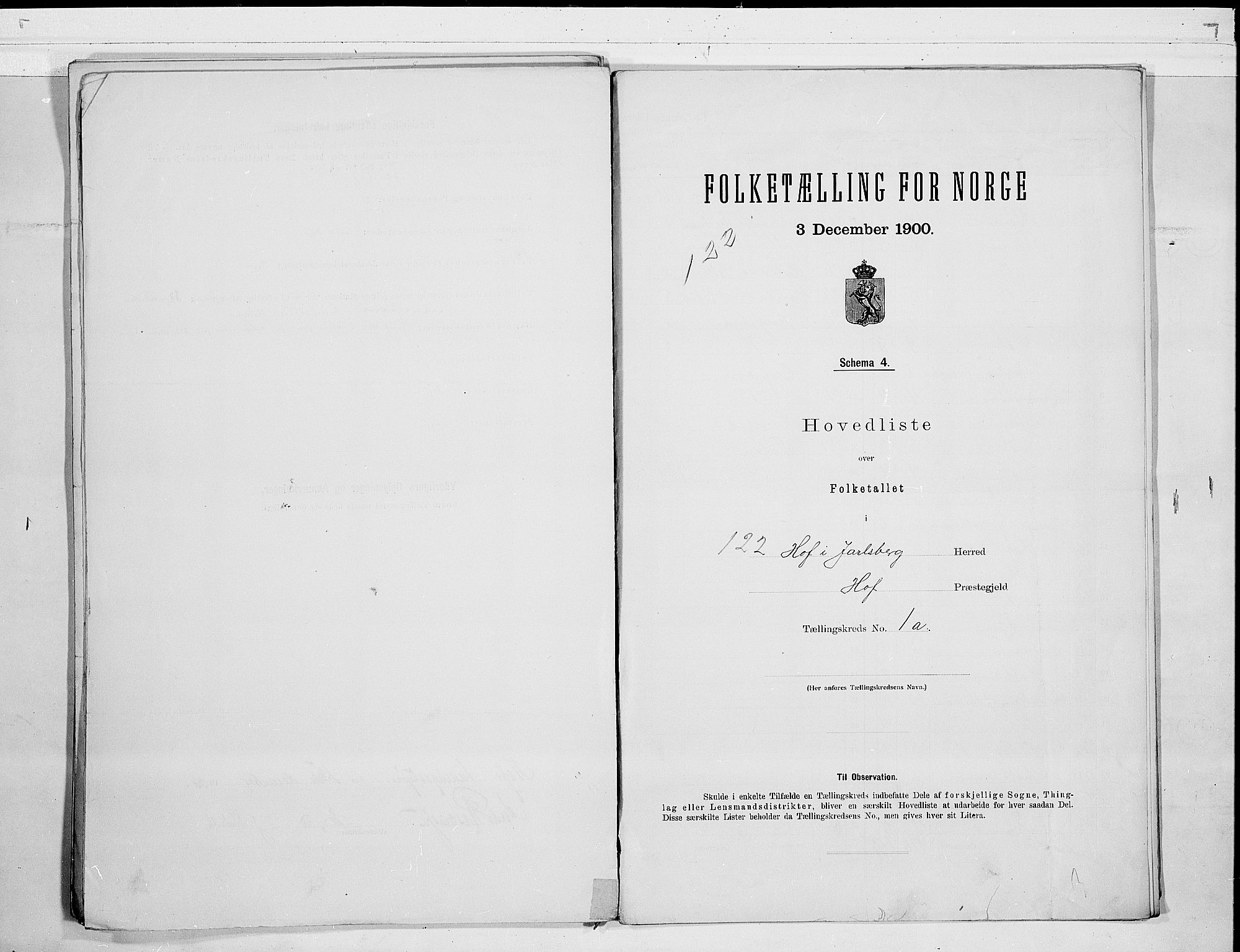 RA, Folketelling 1900 for 0714 Hof herred, 1900, s. 4