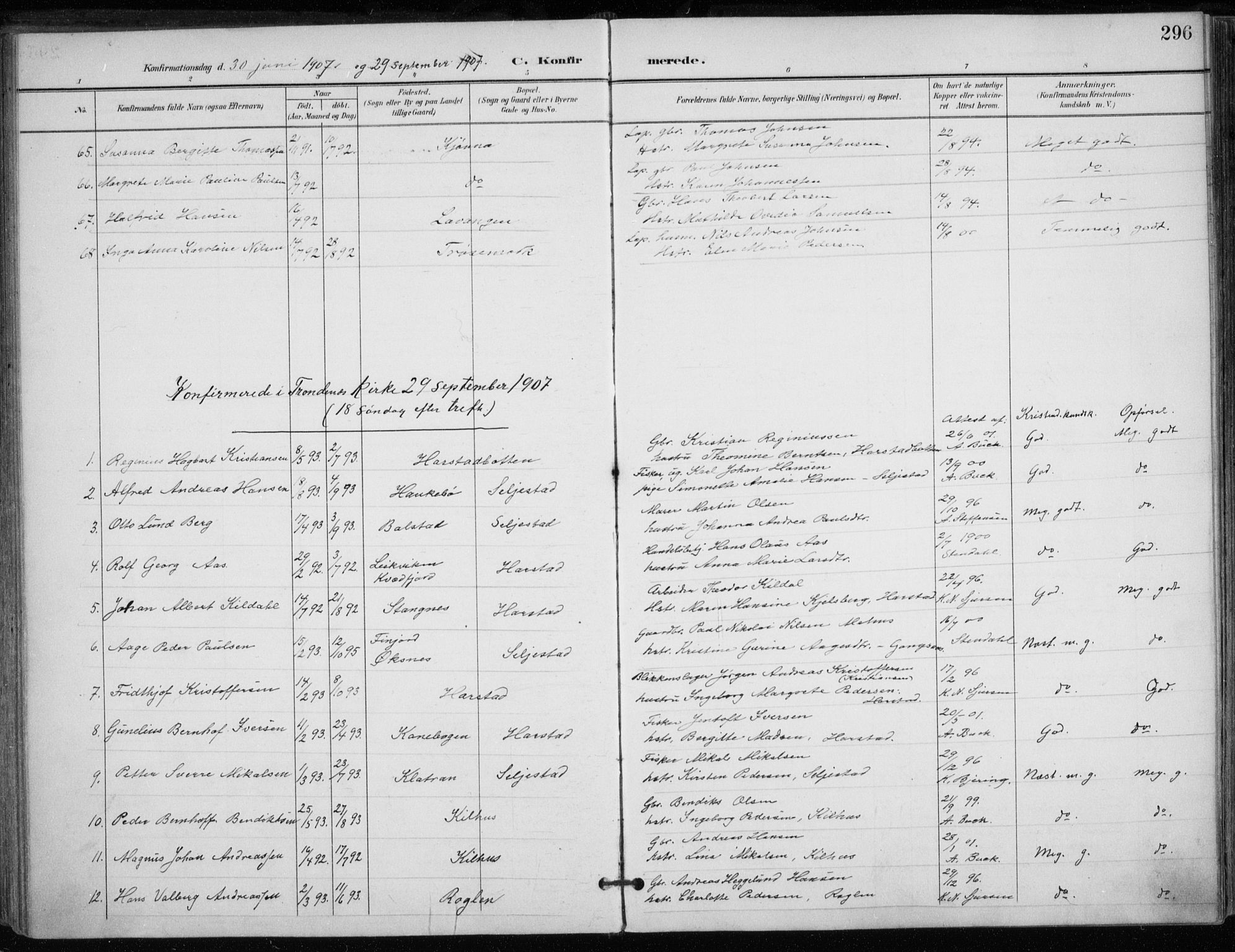 Trondenes sokneprestkontor, AV/SATØ-S-1319/H/Ha/L0017kirke: Ministerialbok nr. 17, 1899-1908, s. 296
