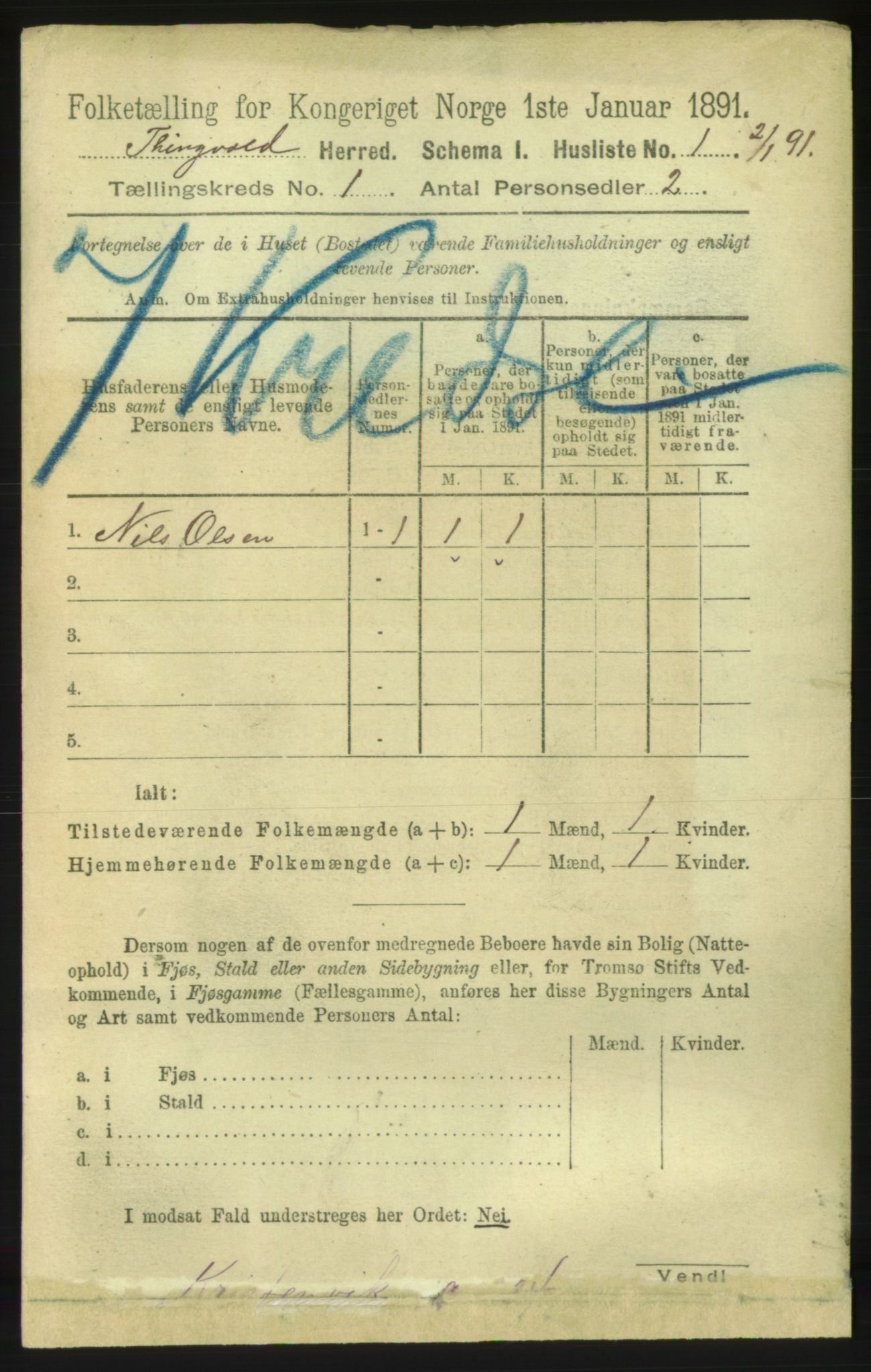 RA, Folketelling 1891 for 1560 Tingvoll herred, 1891, s. 20