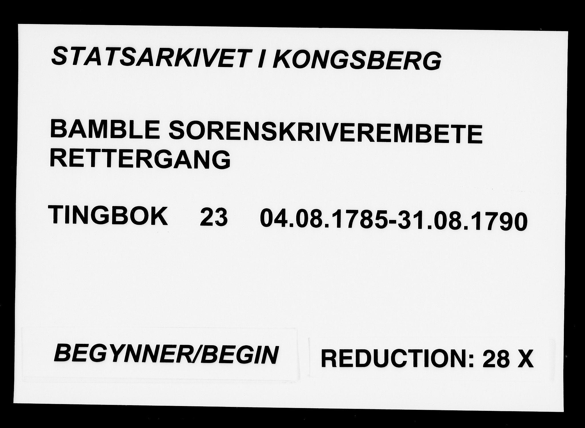 Bamble sorenskriveri, AV/SAKO-A-214/F/Fa/Faa/L0023: Tingbok, 1785-1790