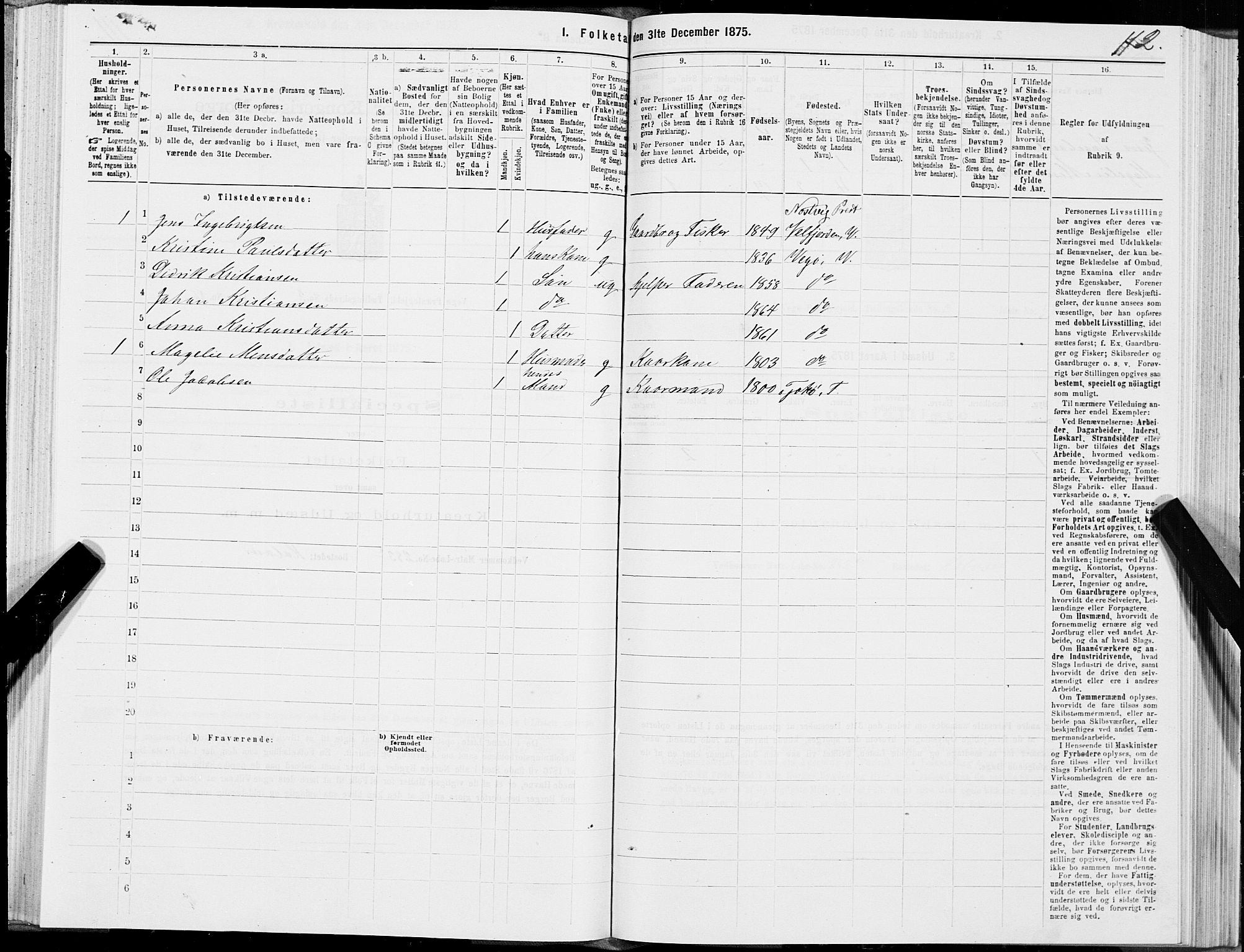 SAT, Folketelling 1875 for 1815P Vega prestegjeld, 1875, s. 2112