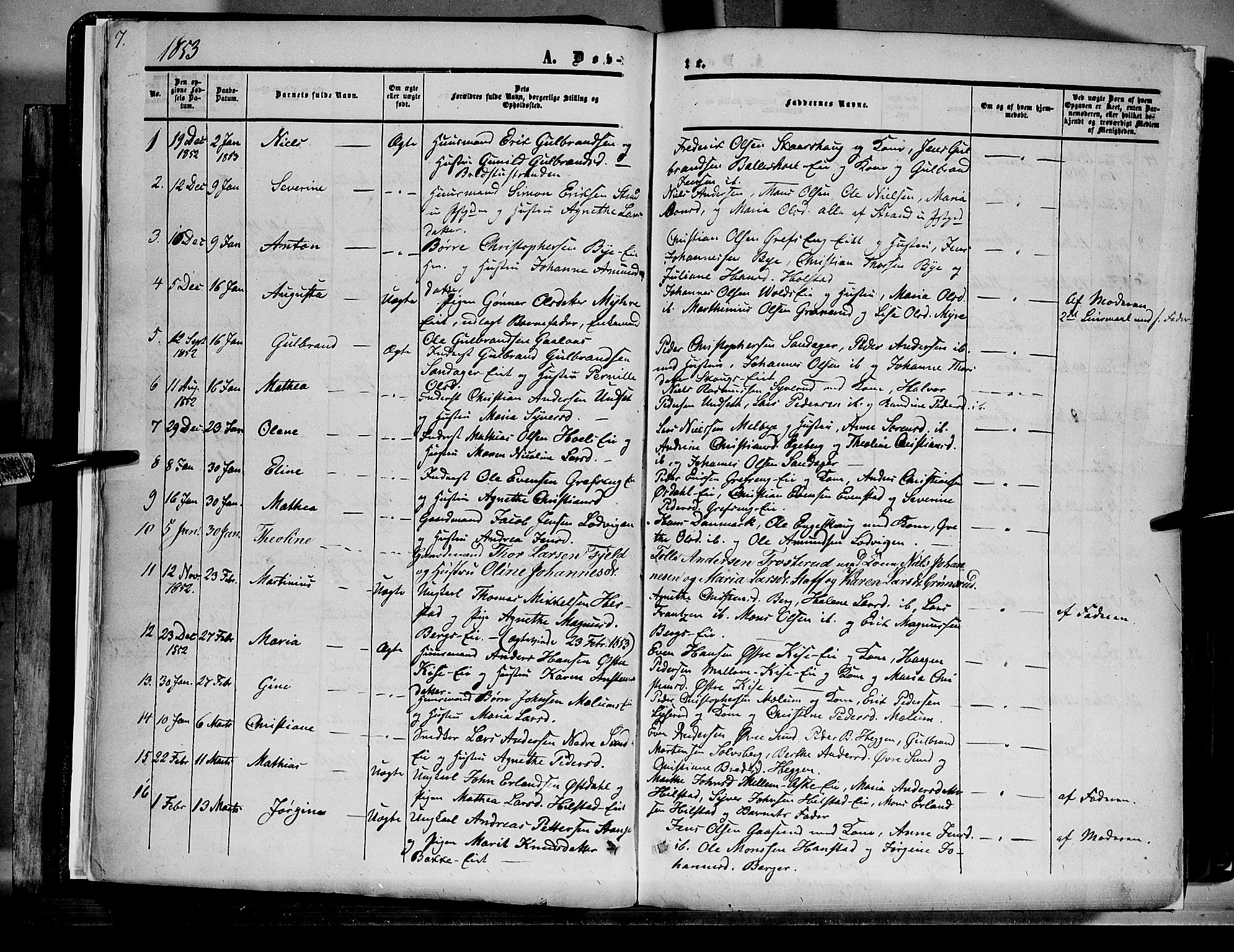 Nes prestekontor, Hedmark, AV/SAH-PREST-020/K/Ka/L0004: Ministerialbok nr. 4, 1852-1886, s. 7