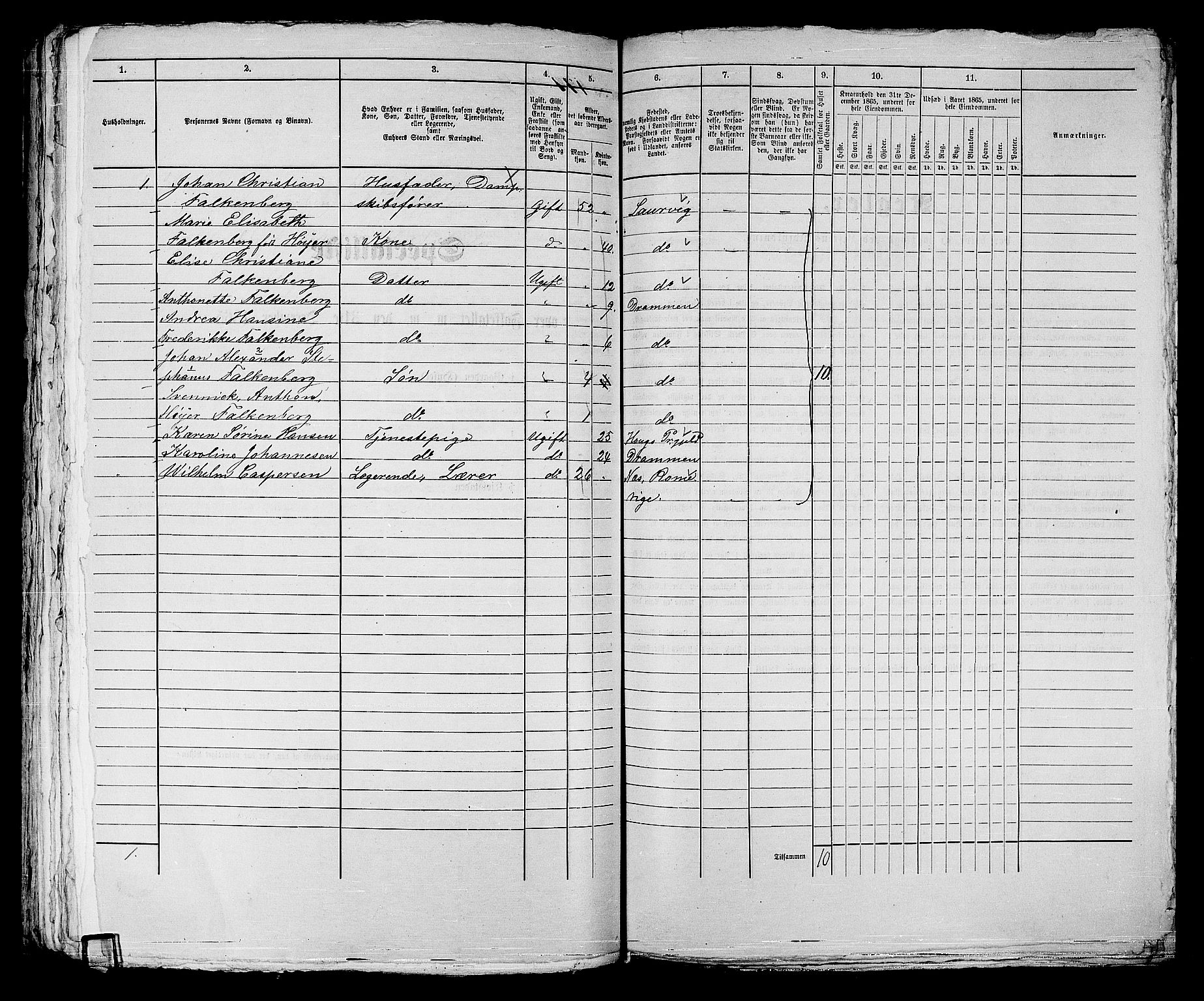 RA, Folketelling 1865 for 0602bP Strømsø prestegjeld i Drammen kjøpstad, 1865, s. 342