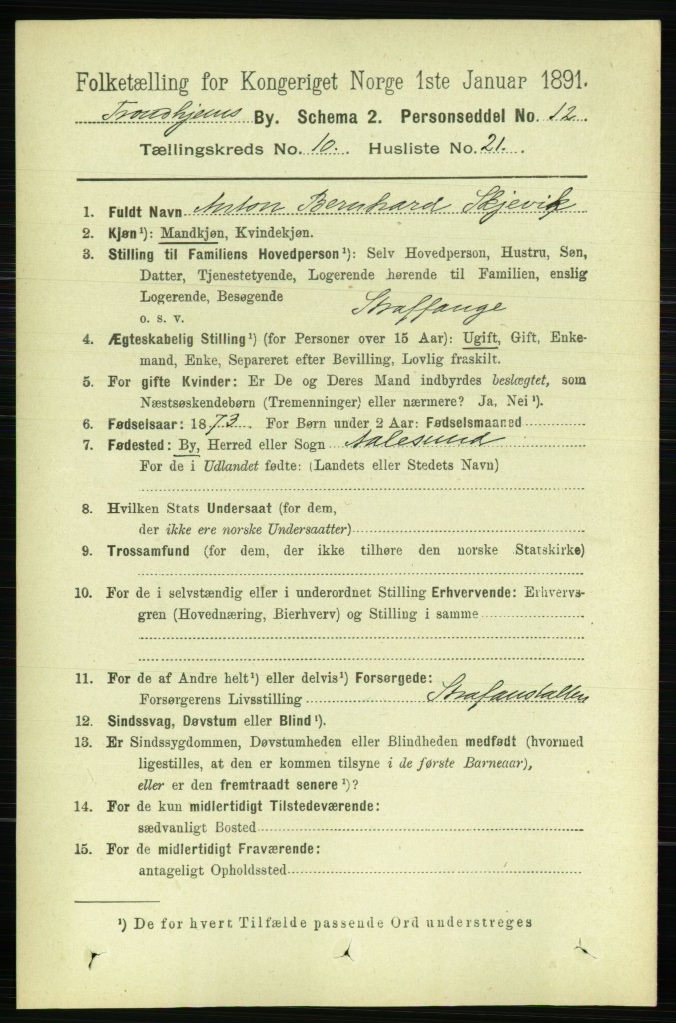 RA, Folketelling 1891 for 1601 Trondheim kjøpstad, 1891, s. 8689