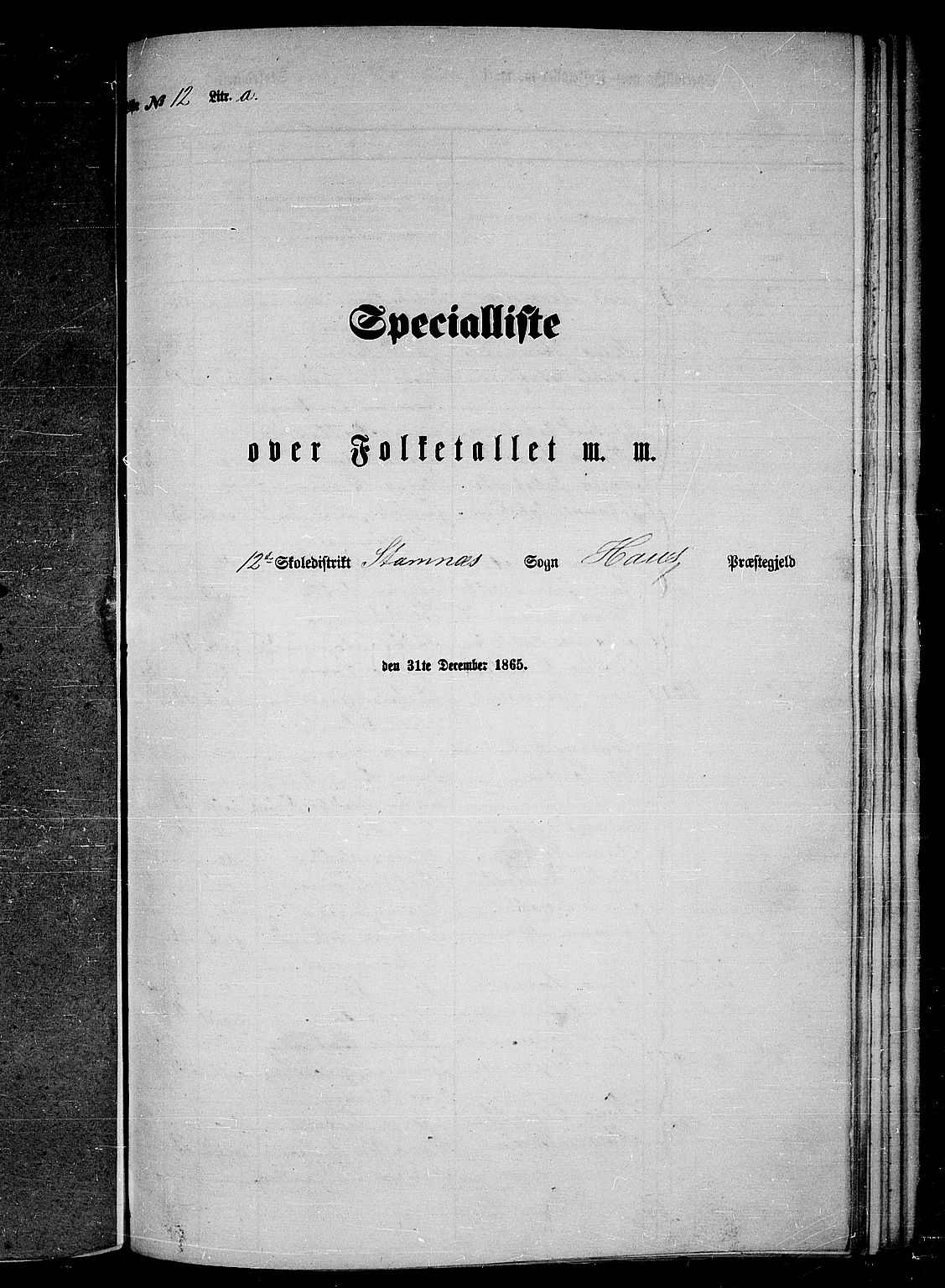 RA, Folketelling 1865 for 1250P Haus prestegjeld, 1865, s. 232