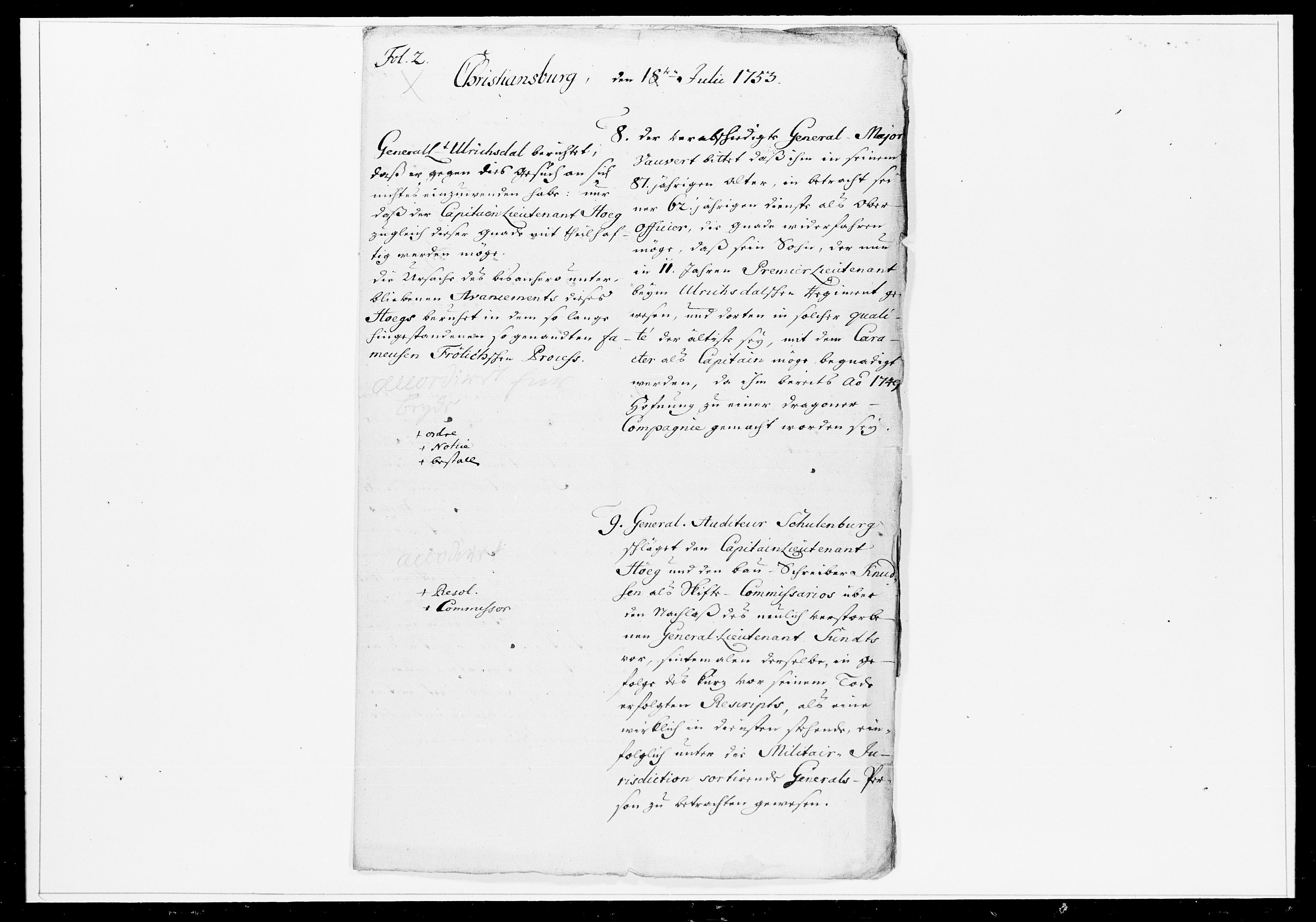 Krigskollegiet, Krigskancelliet, DRA/A-0006/-/1241-1247: Refererede sager, 1753, s. 234