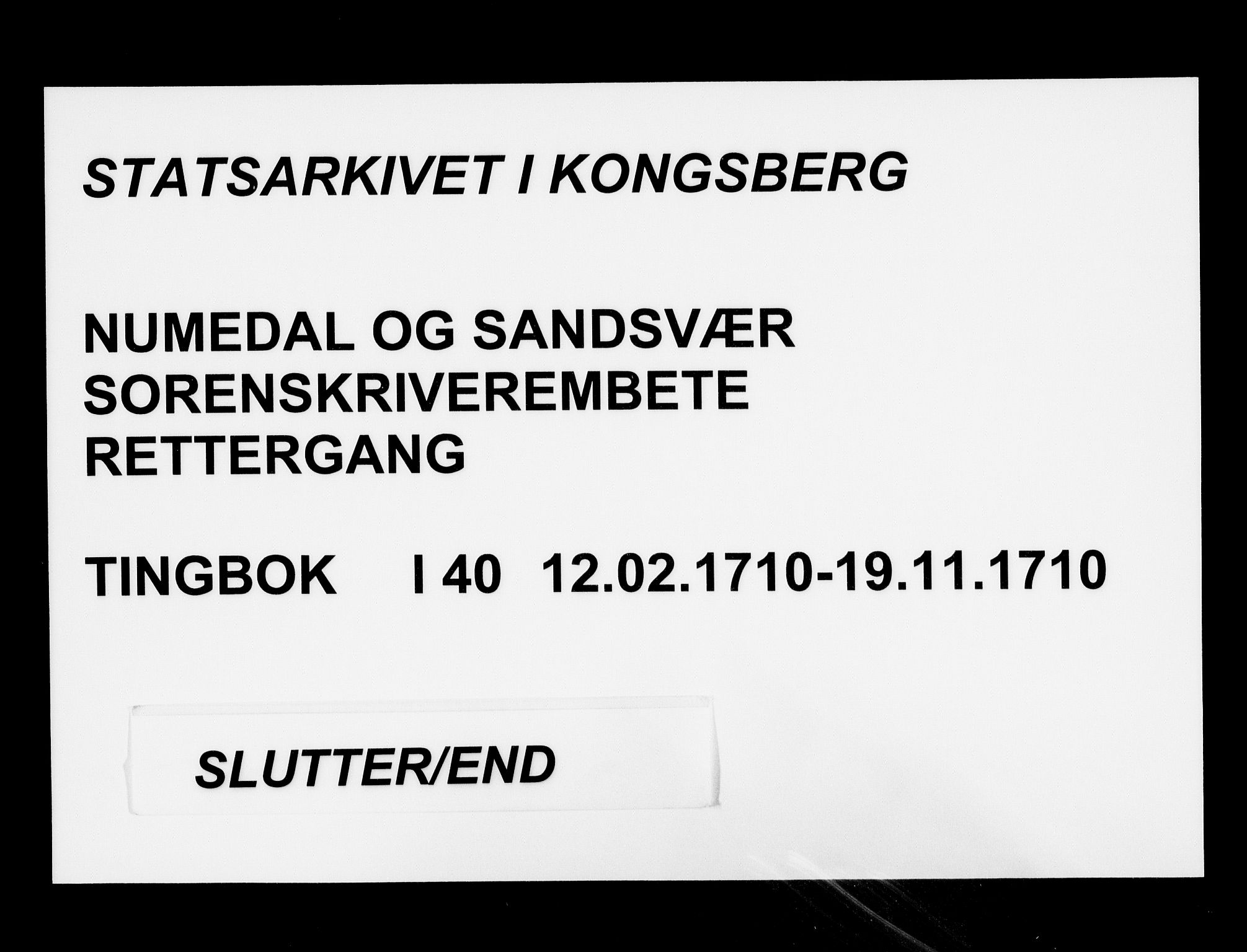 Numedal og Sandsvær sorenskriveri, SAKO/A-128/F/Fa/Faa/L0040: Tingbøker, 1710