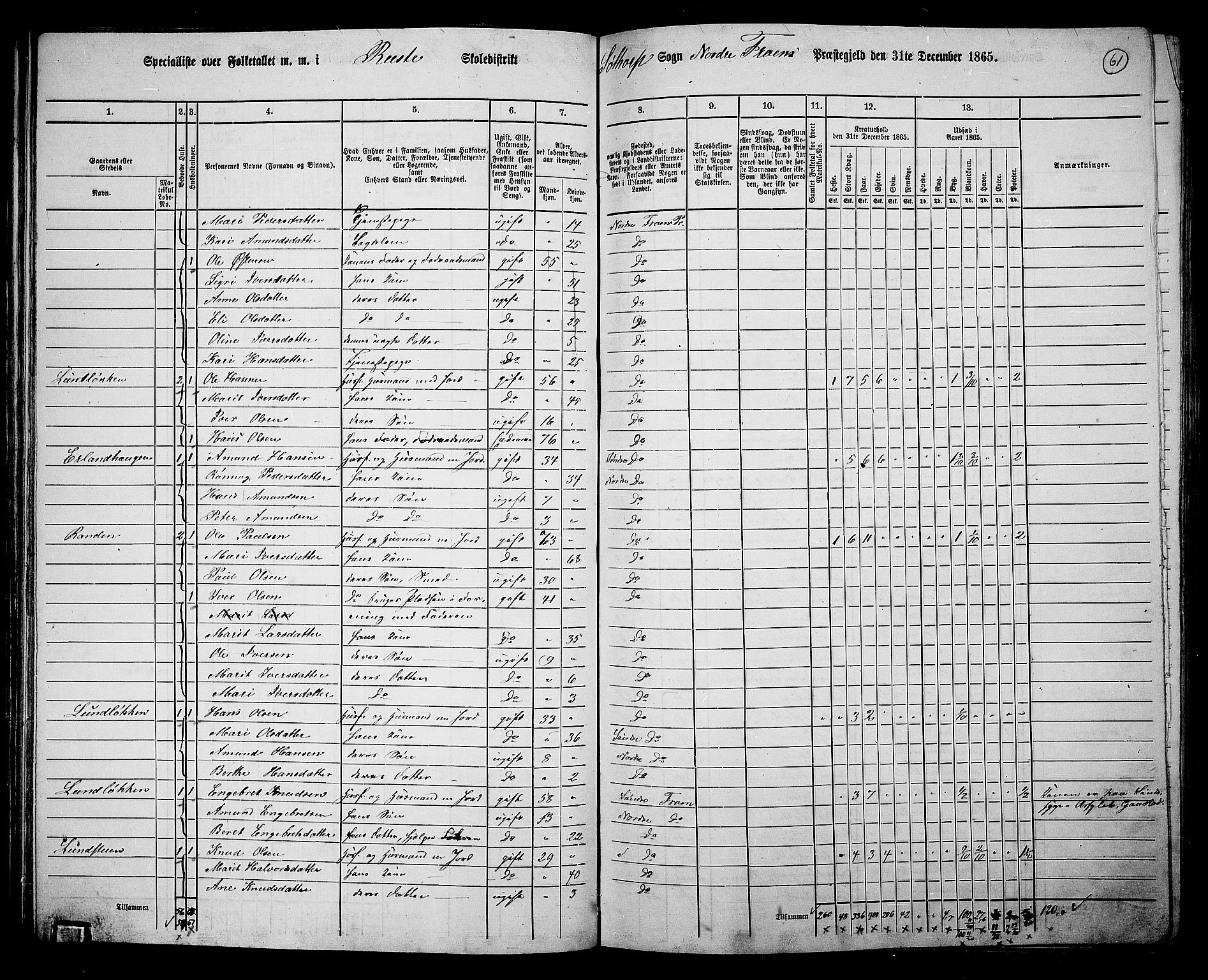RA, Folketelling 1865 for 0518P Nord-Fron prestegjeld, 1865, s. 60
