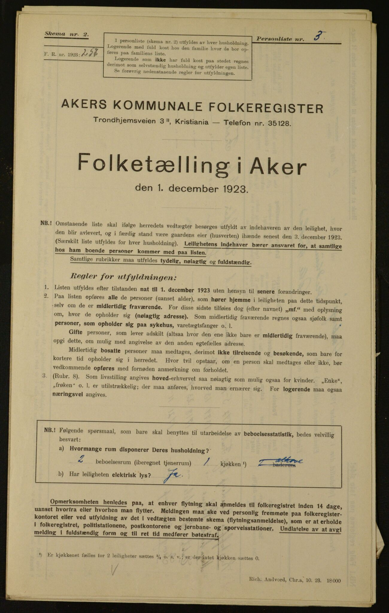 , Kommunal folketelling 1.12.1923 for Aker, 1923, s. 1700