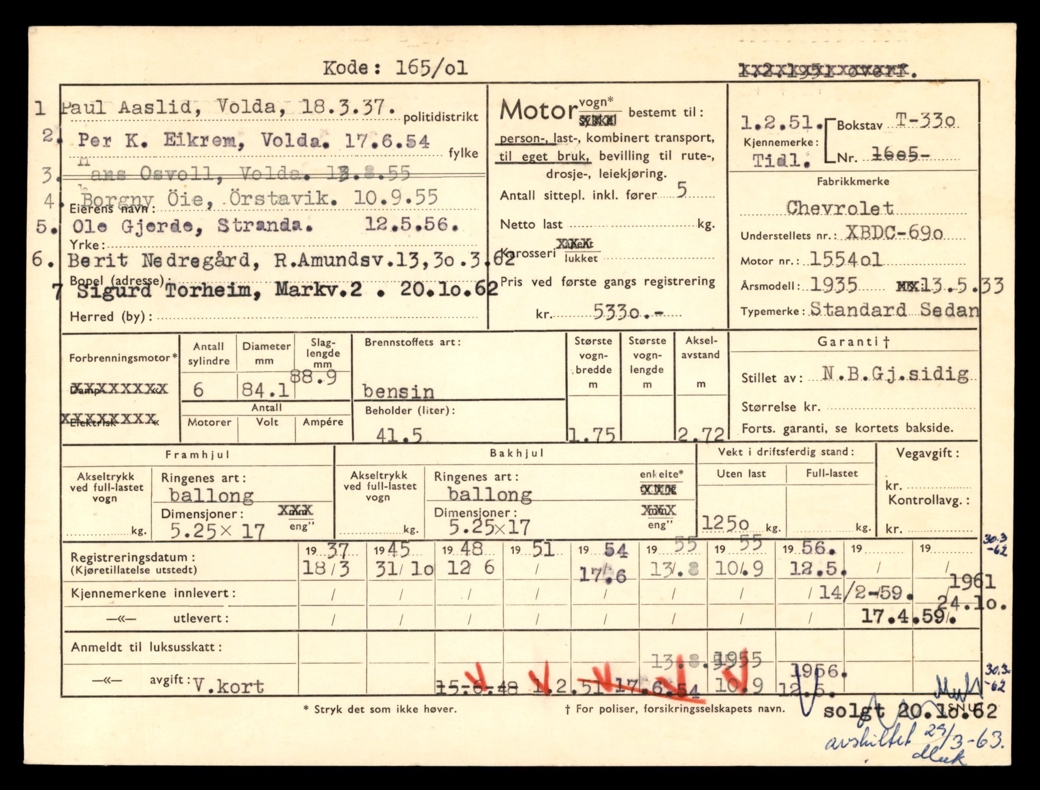 Møre og Romsdal vegkontor - Ålesund trafikkstasjon, SAT/A-4099/F/Fe/L0003: Registreringskort for kjøretøy T 232 - T 340, 1927-1998, s. 2652