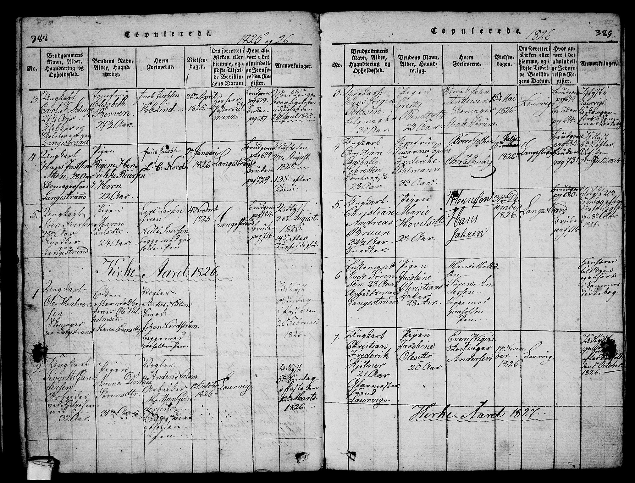 Larvik kirkebøker, AV/SAKO-A-352/G/Gb/L0001: Klokkerbok nr. II 1, 1818-1843, s. 388-389