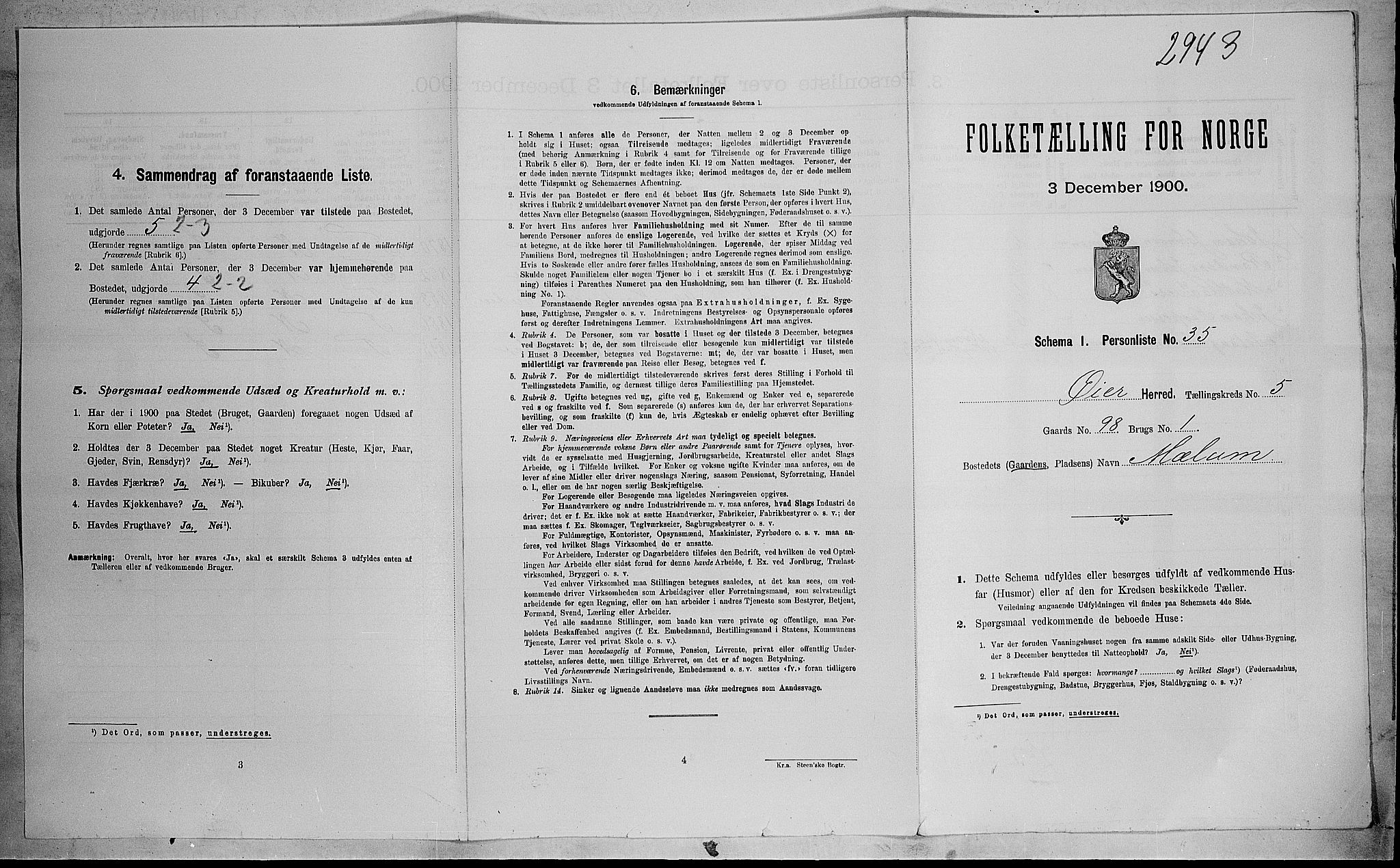 SAH, Folketelling 1900 for 0521 Øyer herred, 1900, s. 710