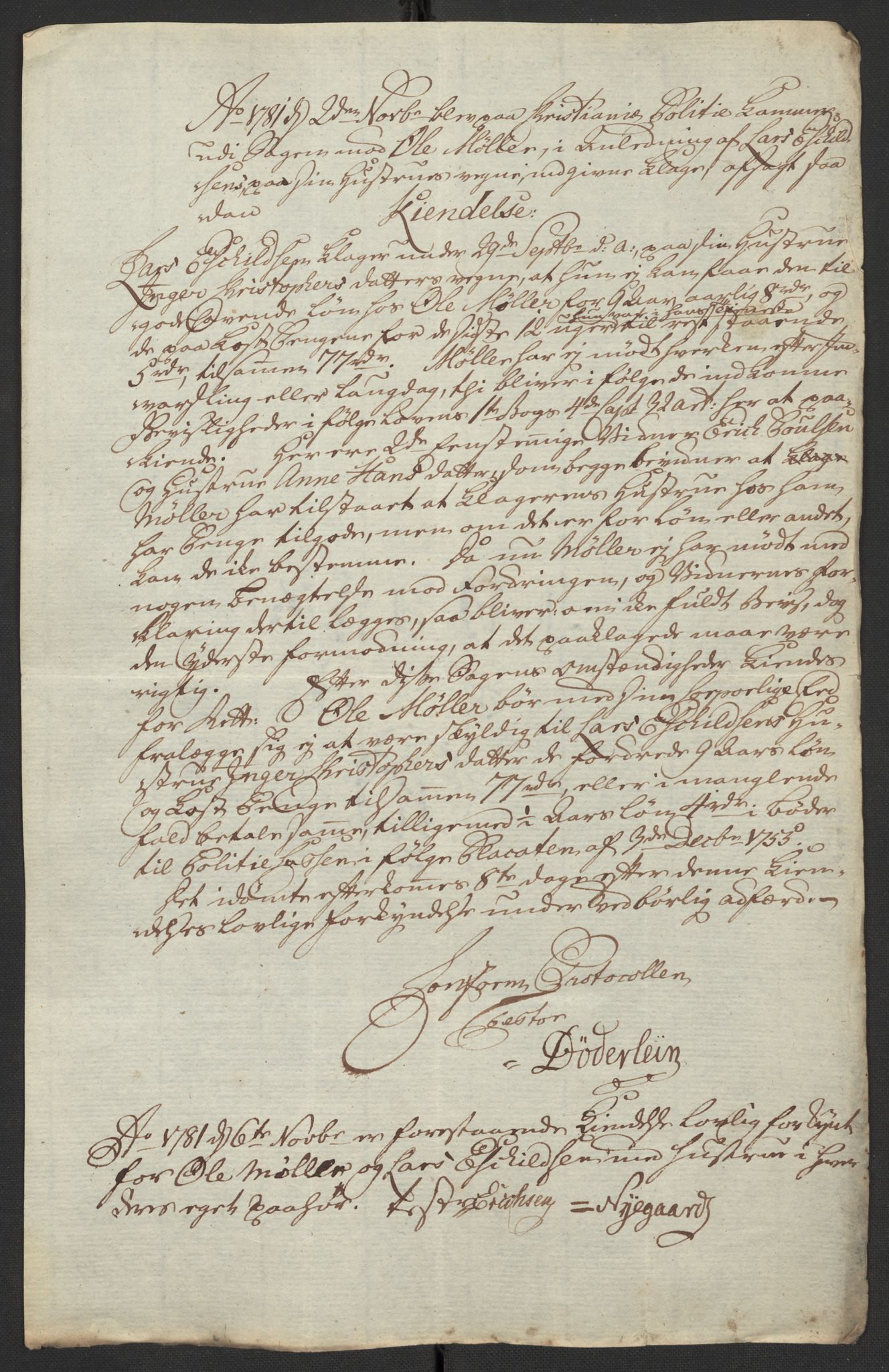 Oslo politidistrikt, AV/SAO-A-10085/D/Da/L0003: Innkomne brev, pro memoria m.v., 1781, s. 86