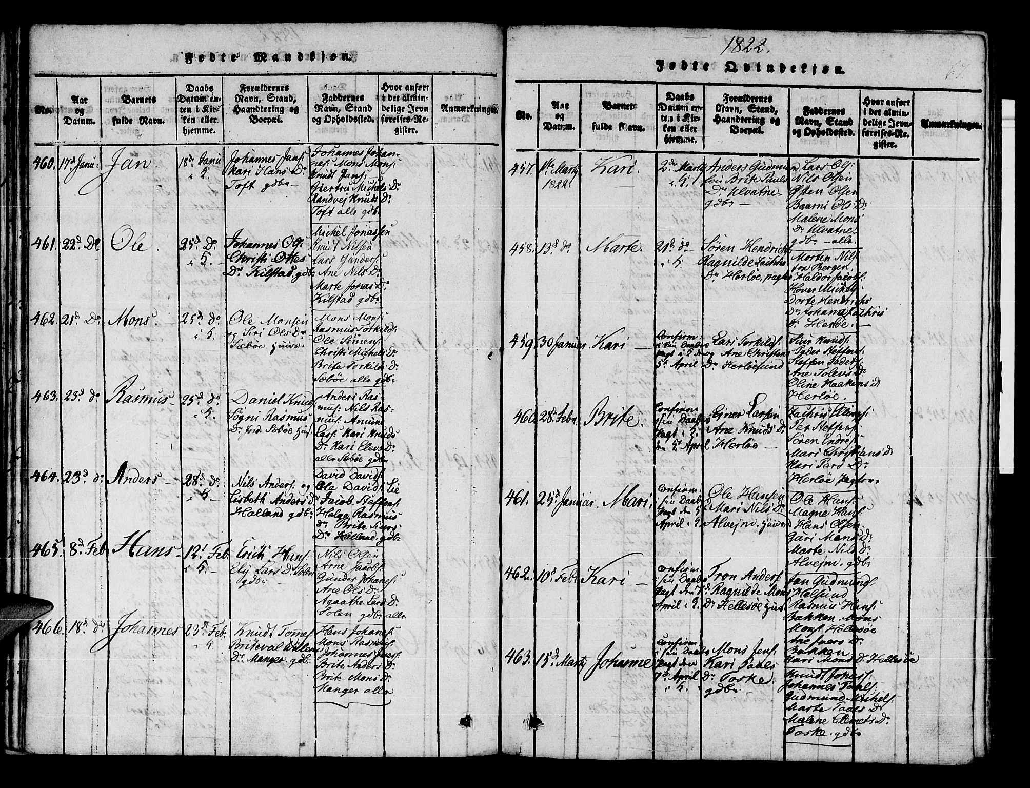 Manger sokneprestembete, AV/SAB-A-76801/H/Haa: Ministerialbok nr. A 3, 1816-1824, s. 67