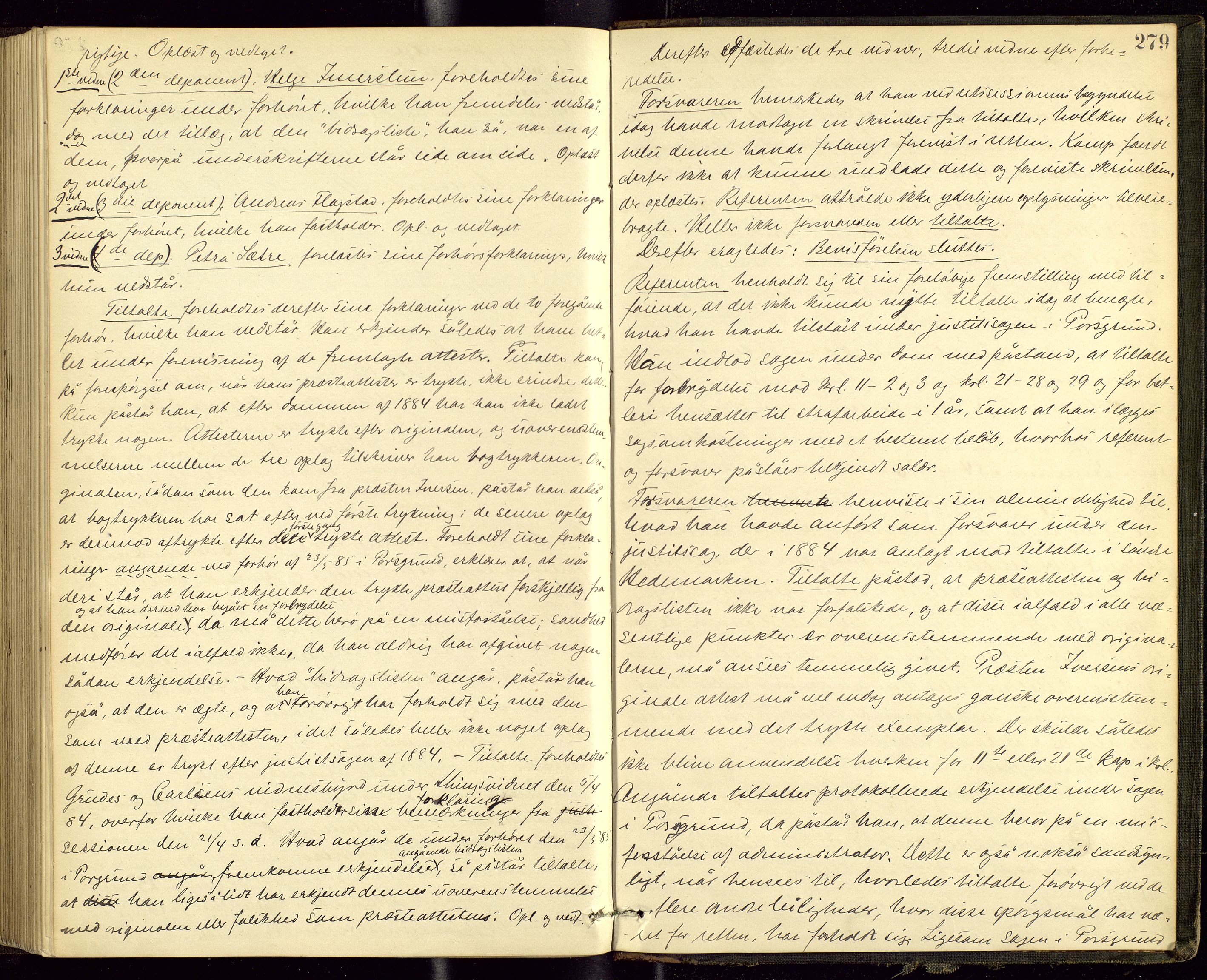 Hamar sorenskriveri, SAH/TING-030/G/Gc/L0004: Forhørs- og ekstrarettsprotokoll, 1880-1888, s. 278b-279a