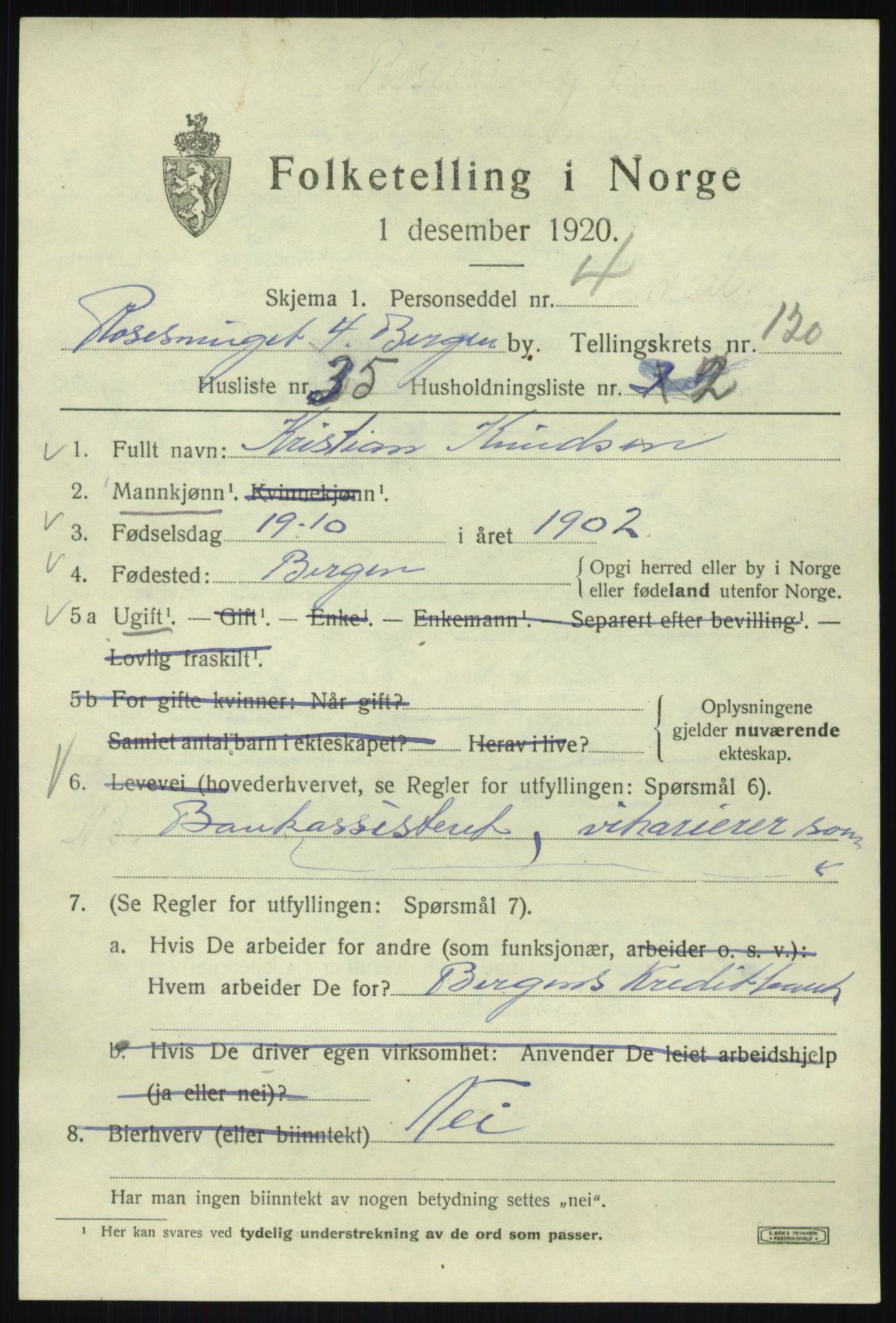 SAB, Folketelling 1920 for 1301 Bergen kjøpstad, 1920, s. 202032