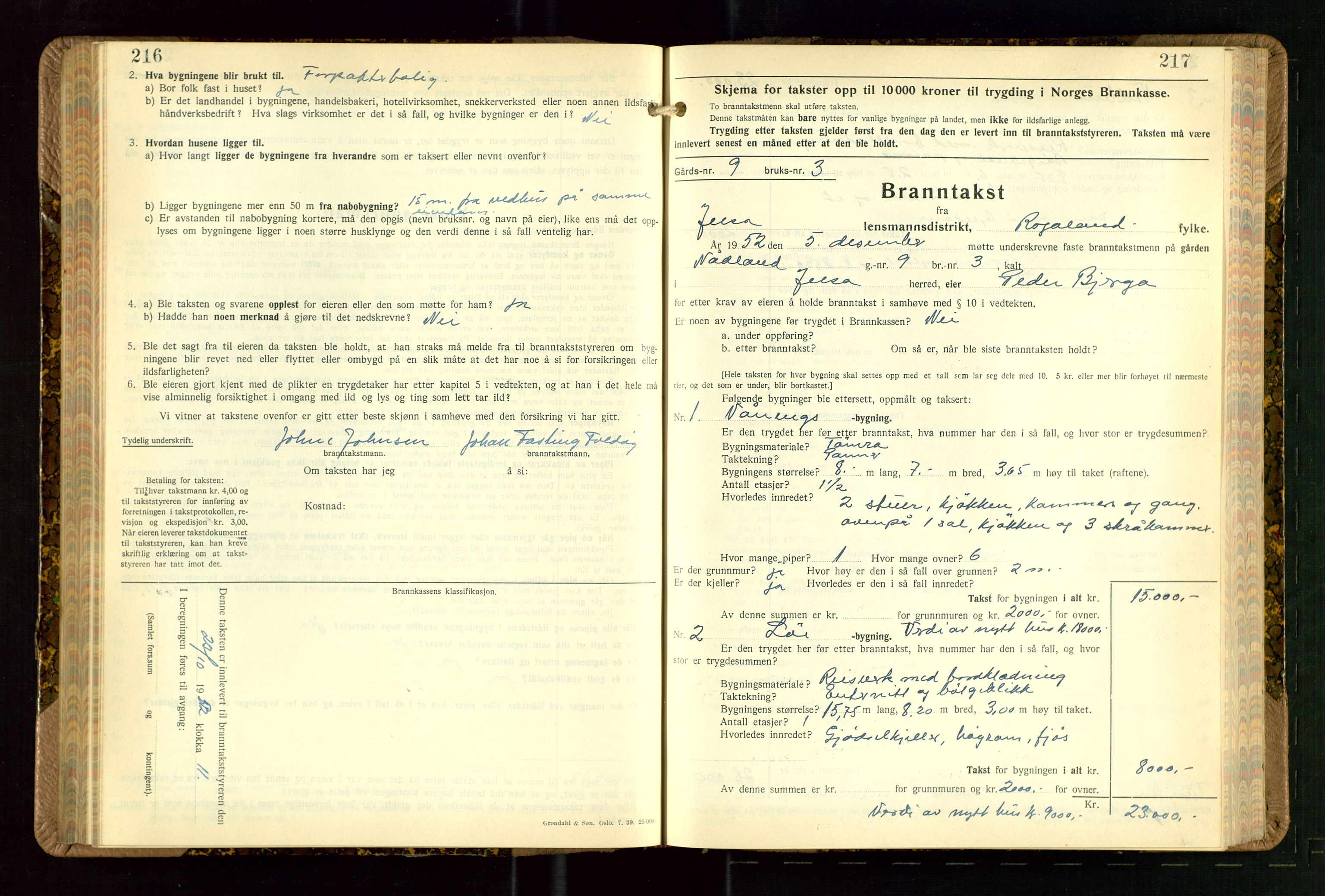 Jelsa lensmannskontor, AV/SAST-A-100360/Gob/L0003: "Branntakstprotokoll", 1942-1955, s. 216-217