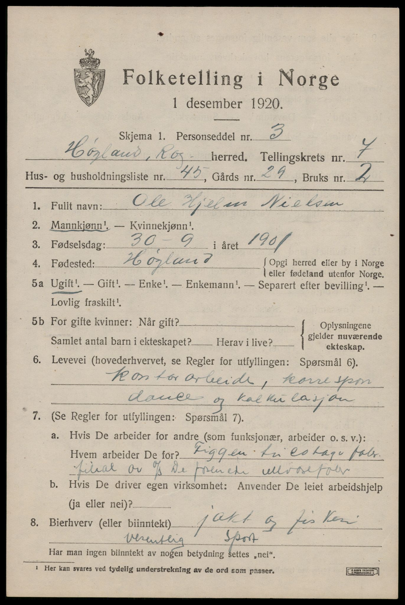 SAST, Folketelling 1920 for 1123 Høyland herred, 1920, s. 5214