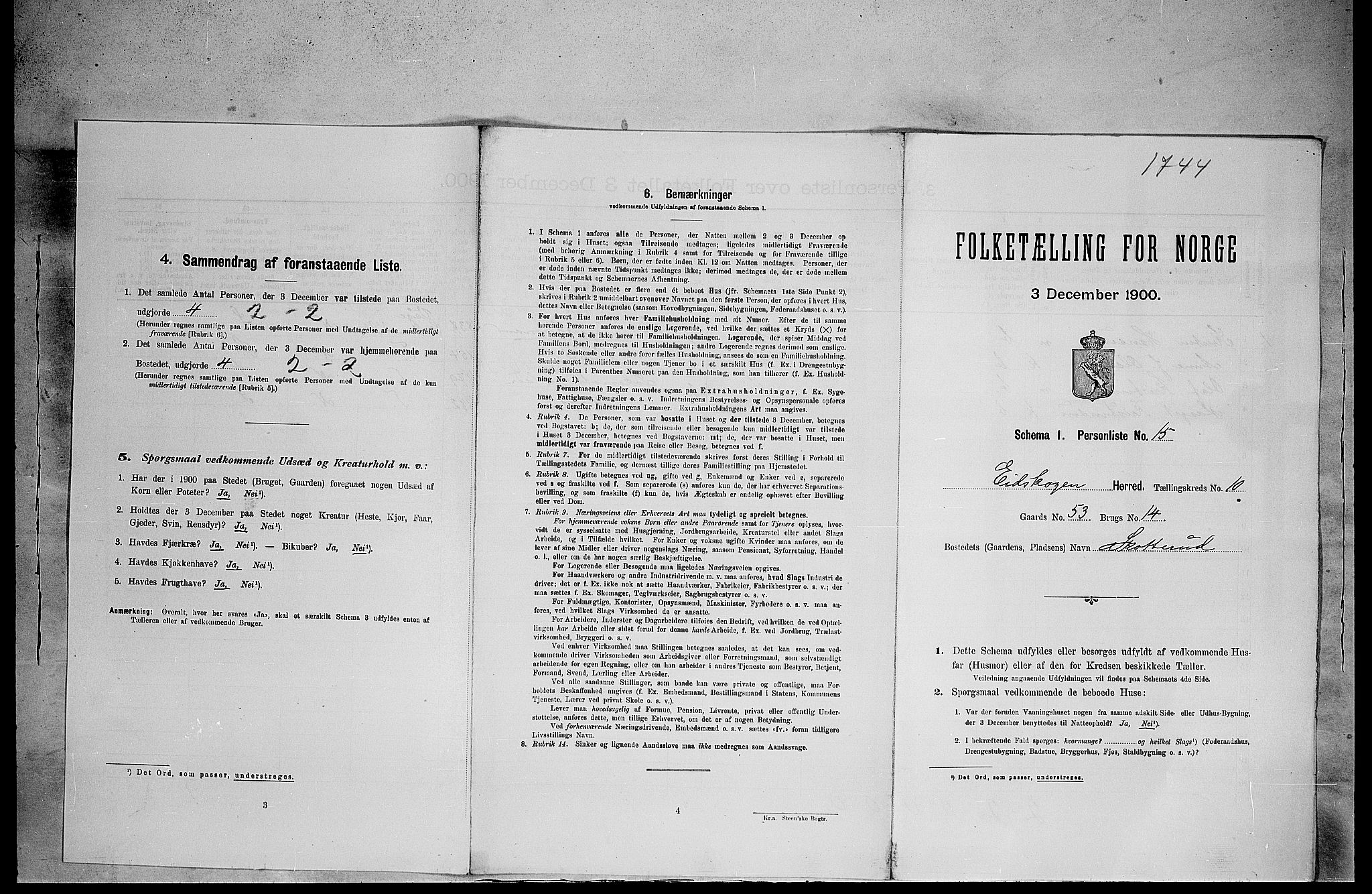 SAH, Folketelling 1900 for 0420 Eidskog herred, 1900, s. 1253