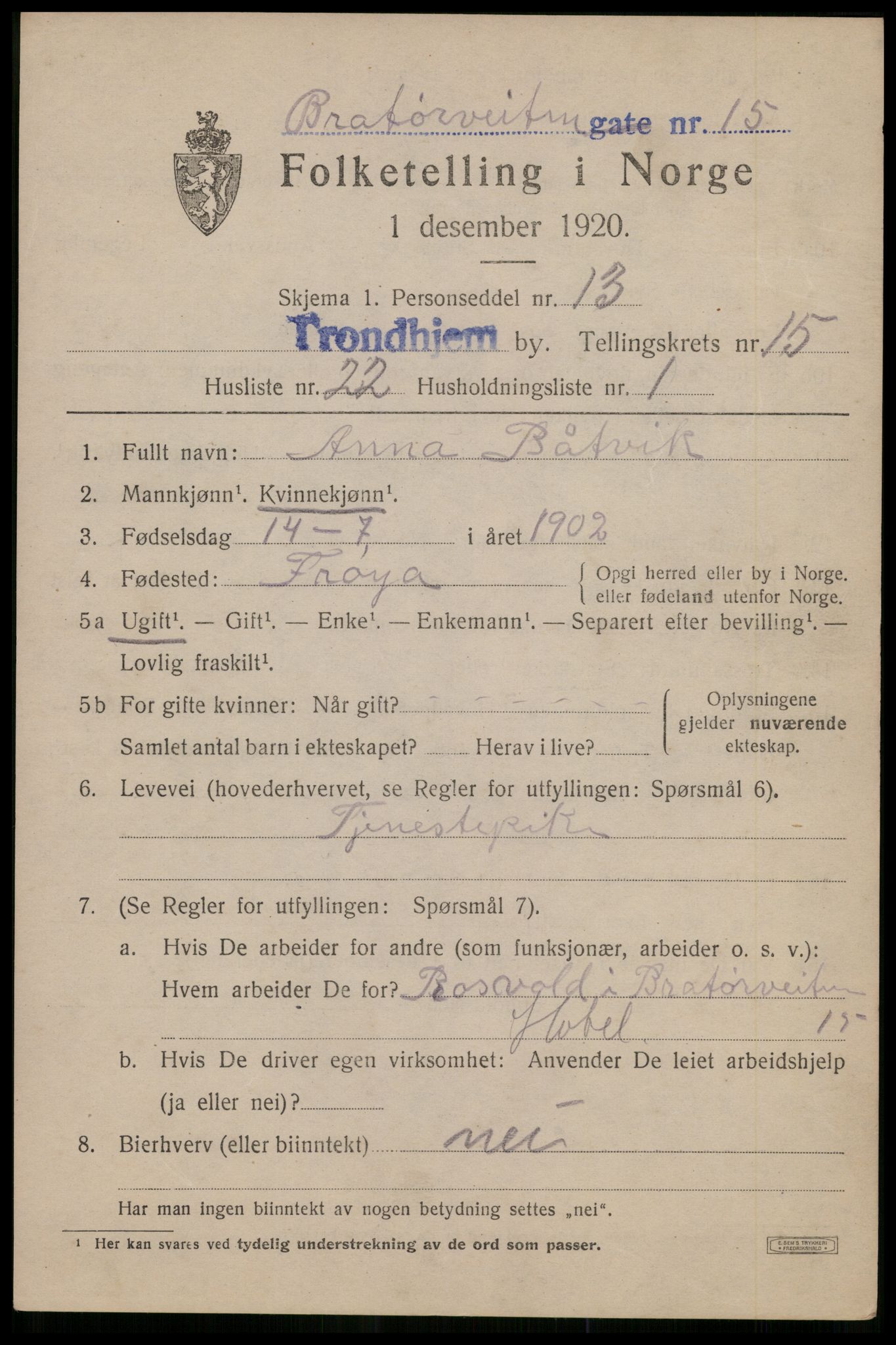 SAT, Folketelling 1920 for 1601 Trondheim kjøpstad, 1920, s. 52528