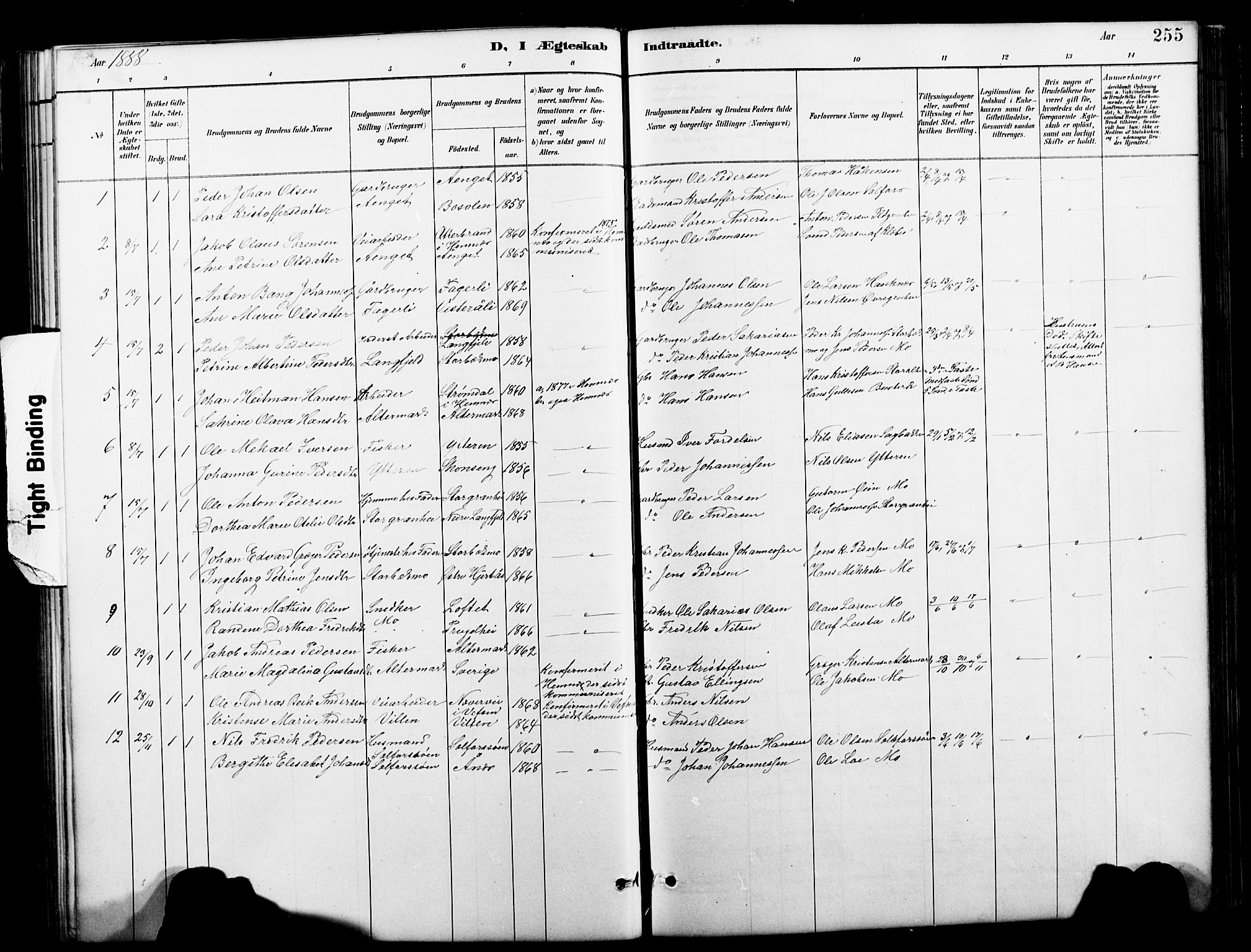 Ministerialprotokoller, klokkerbøker og fødselsregistre - Nordland, SAT/A-1459/827/L0421: Klokkerbok nr. 827C10, 1887-1906, s. 255
