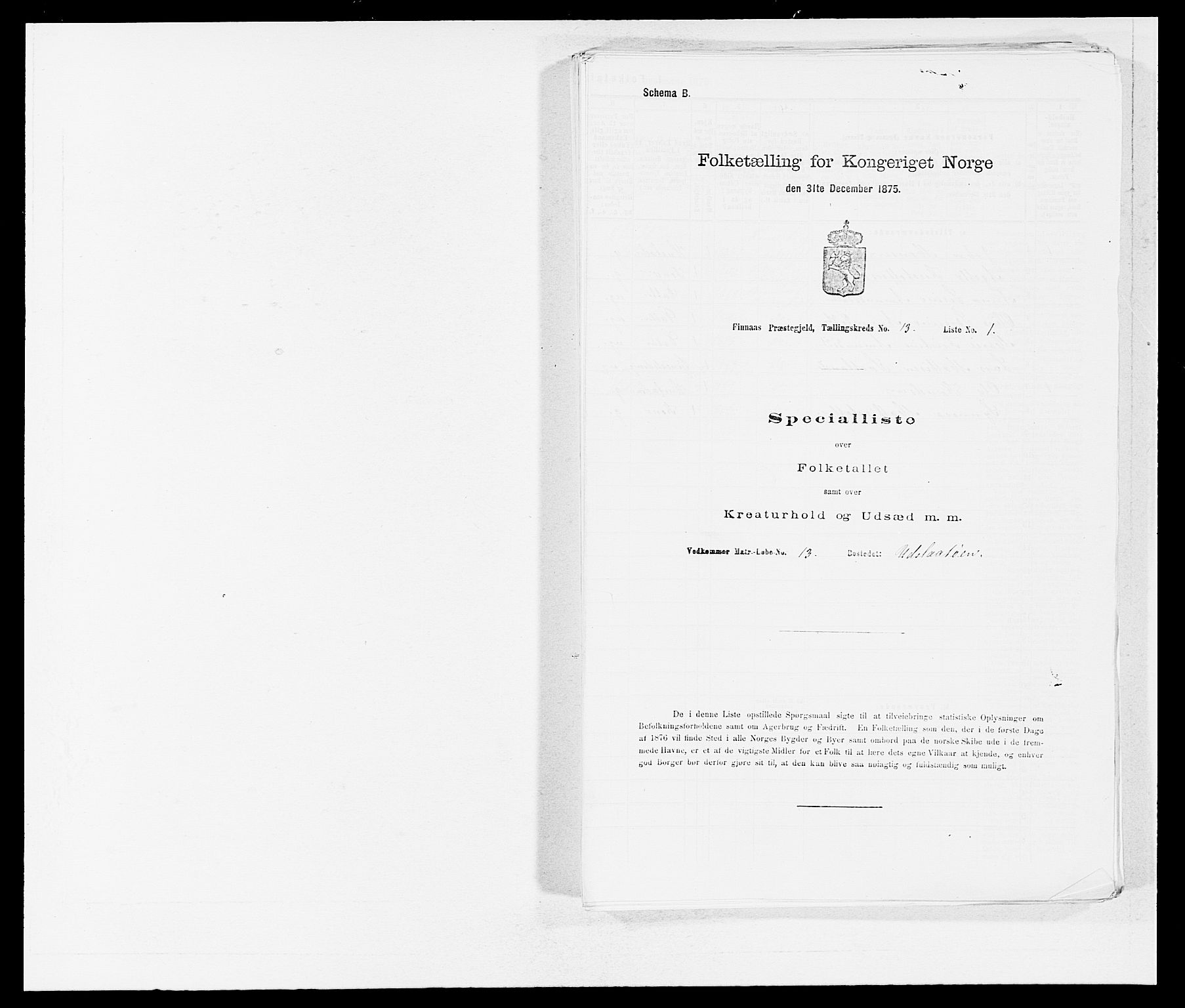 SAB, Folketelling 1875 for 1218P Finnås prestegjeld, 1875, s. 1426