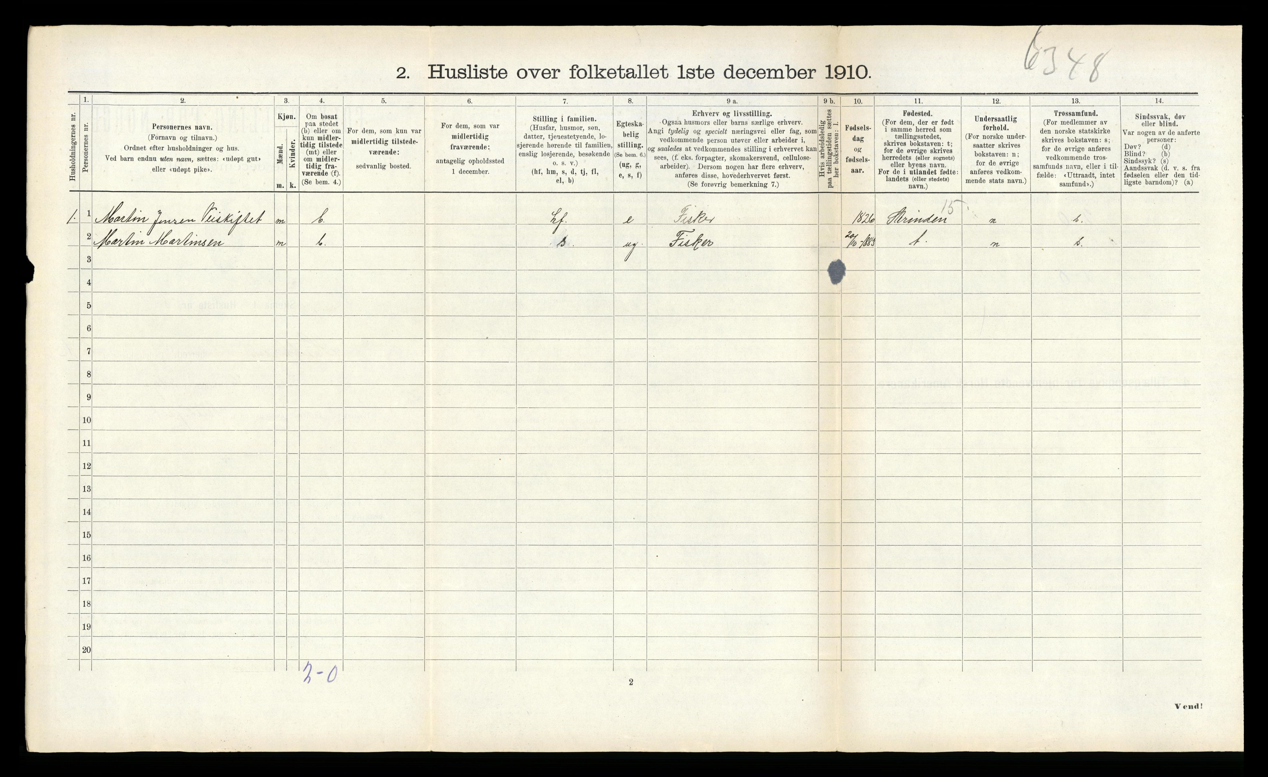 RA, Folketelling 1910 for 1617 Hitra herred, 1910, s. 548