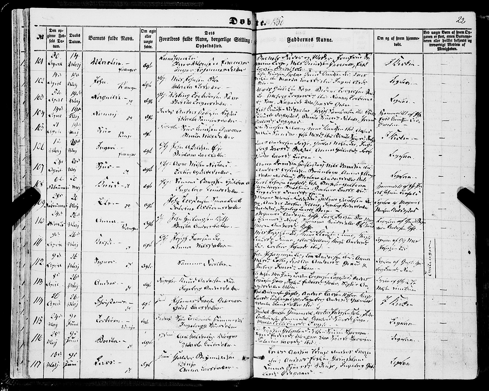 Voss sokneprestembete, AV/SAB-A-79001/H/Haa: Ministerialbok nr. A 16, 1849-1863, s. 22