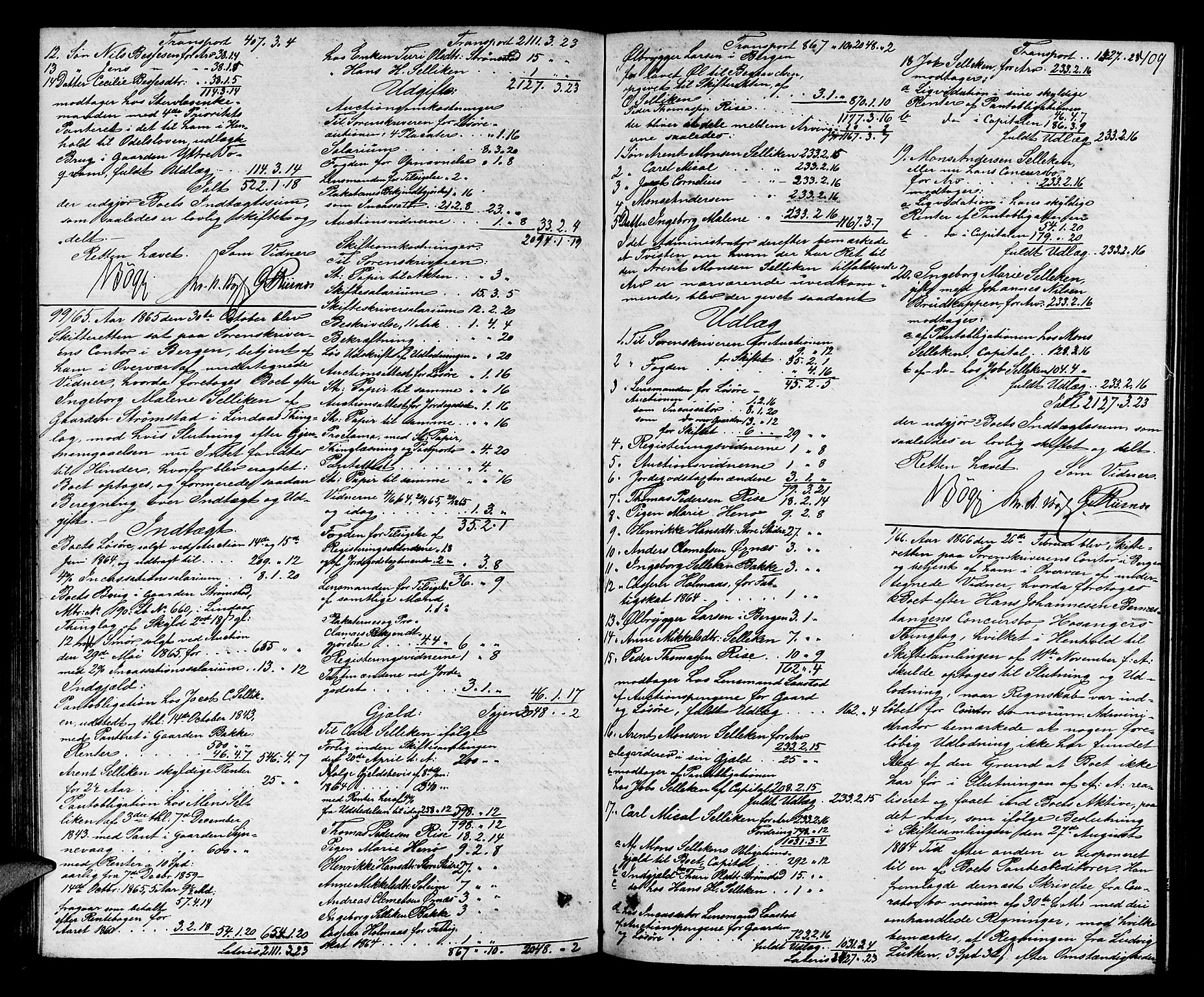 Nordhordland sorenskrivar, AV/SAB-A-2901/1/H/Hd/Hda/L0006: Skifteutlodningsprotokollar, 1862-1869, s. 408-409