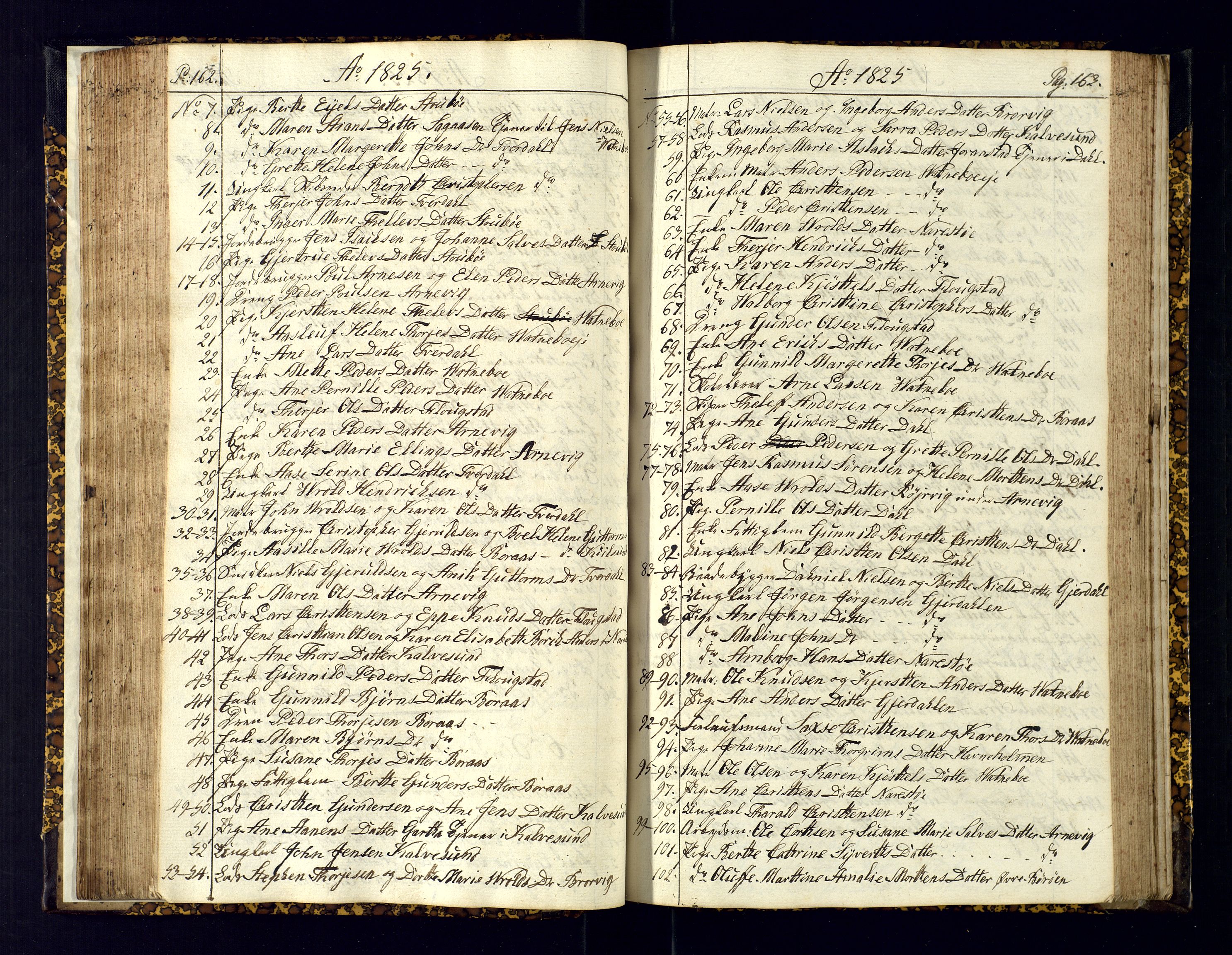 Dypvåg sokneprestkontor, AV/SAK-1111-0007/F/Fc/Fcb/L0001: Kommunikantprotokoll nr. C-1, 1813-1840, s. 162-163