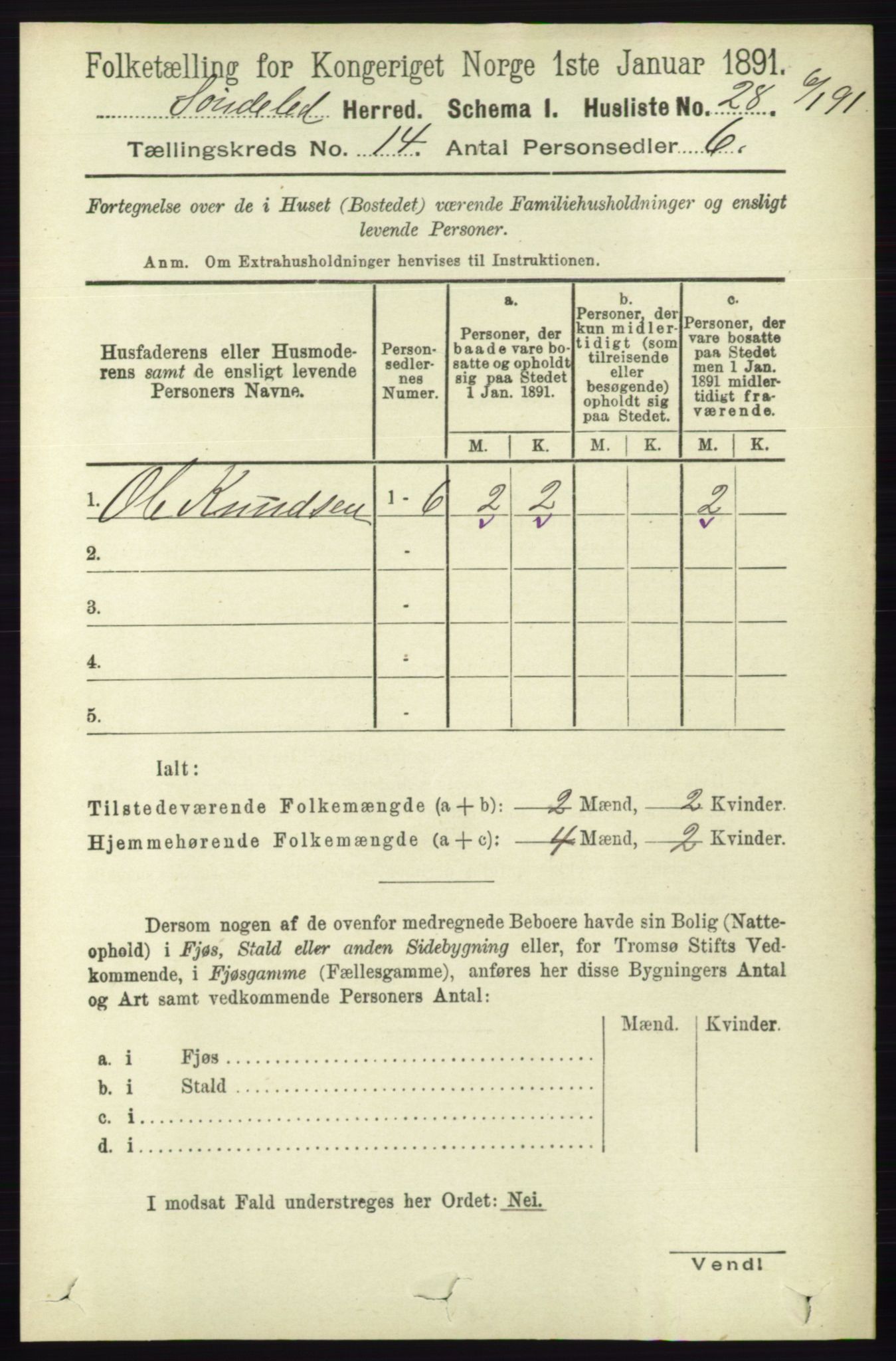 RA, Folketelling 1891 for 0913 Søndeled herred, 1891, s. 4126