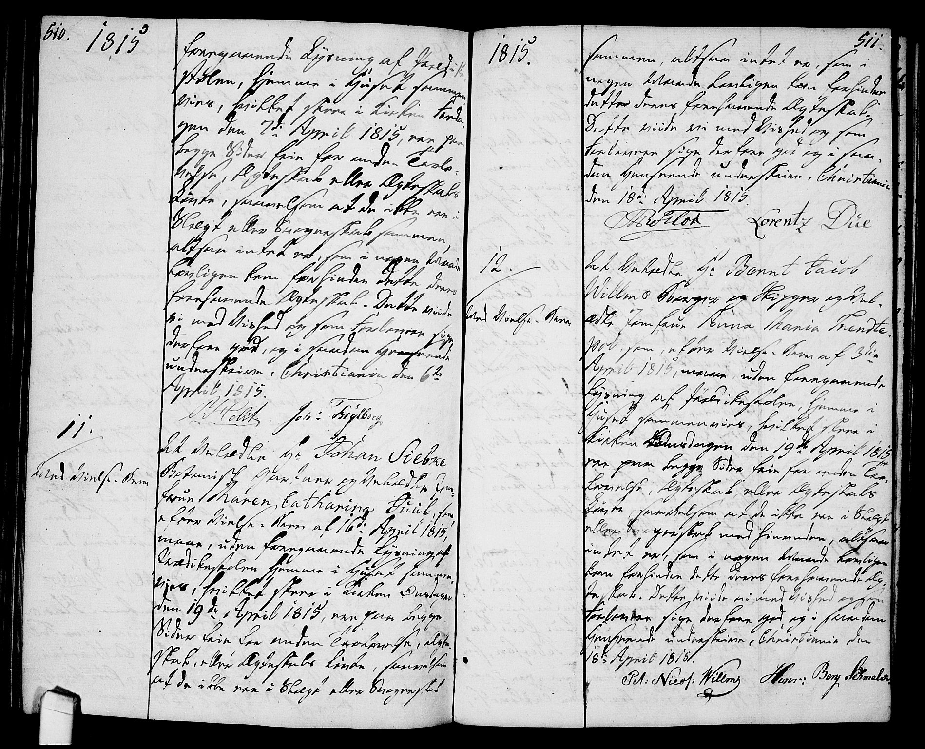 Oslo domkirke Kirkebøker, SAO/A-10752/L/La/L0011: Forlovererklæringer nr. 11, 1807-1819, s. 510-511